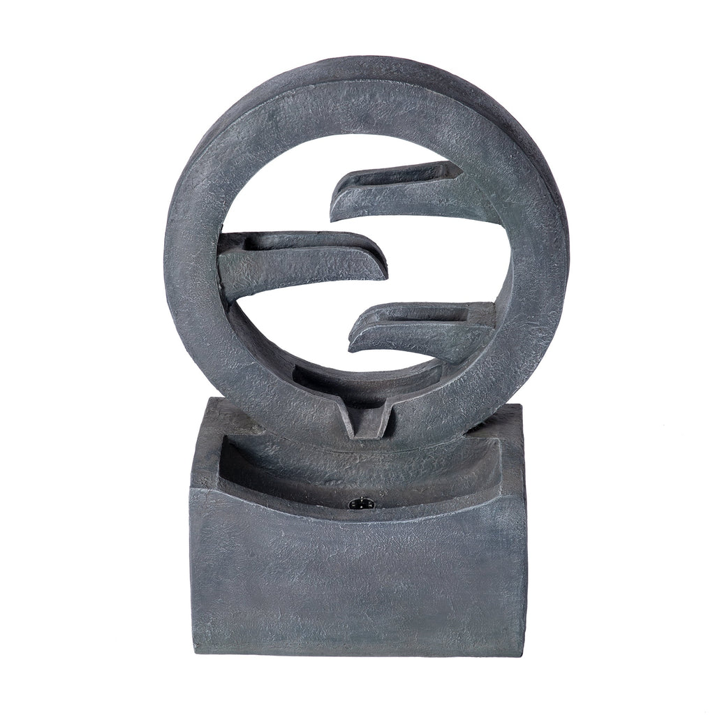 26.77'H Gray Circular Polyresin Outdoor Water Fountain with LED Light