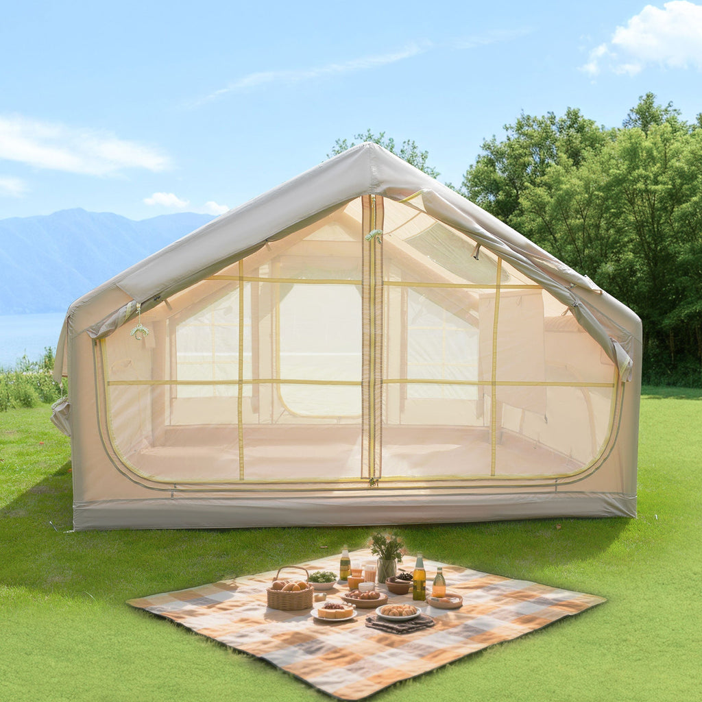 6.3m² Inflatable Camping Tent with Clear Skylight and 420D Oxford Waterproof Fabric