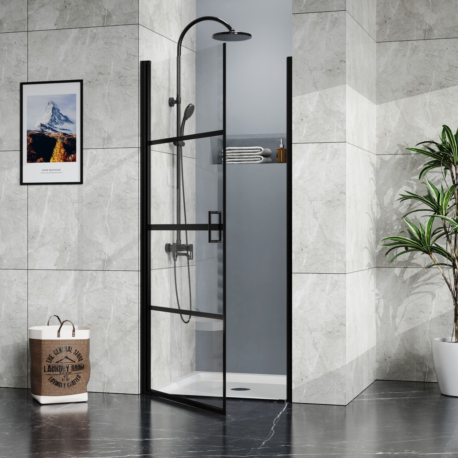Goodyo - Centered Drain Shower With 3-Side Tile Flanges - White