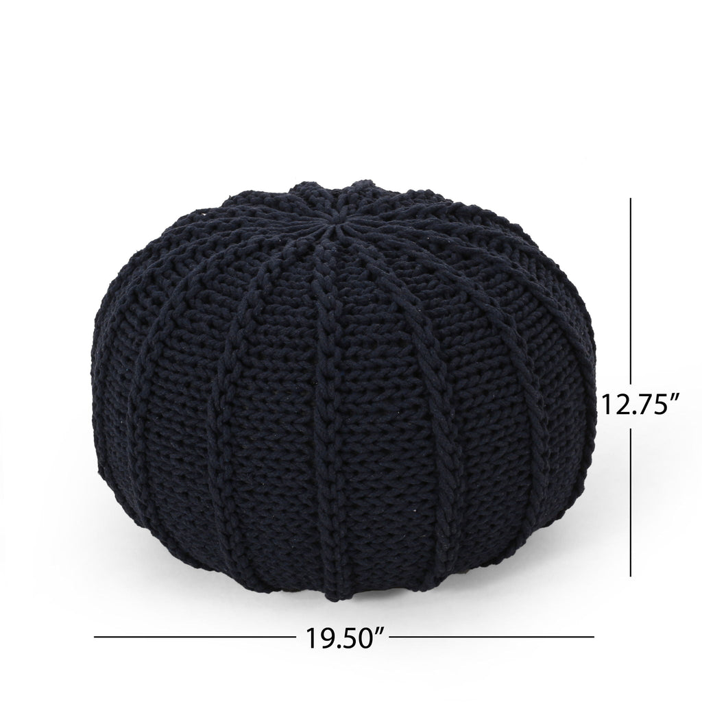 Bordeaux Knitted Round Pouf Ottoman And Floor Cushion