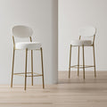 29'' Upholstered Velvet Bar Stools with Backrest & Footrest - Set of 2