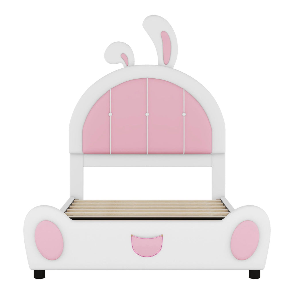 Upholstered Platform Bed With Rabbit Shaped Headboard