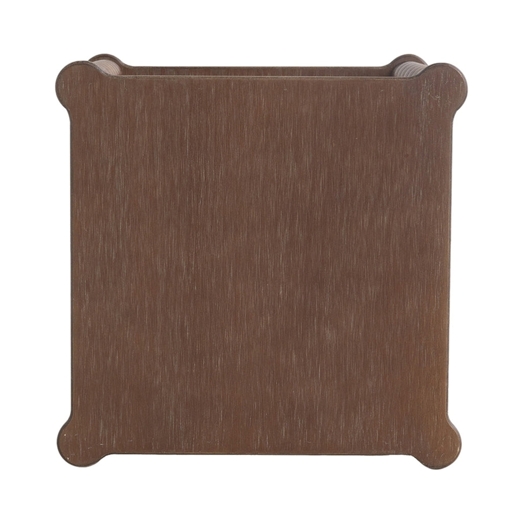 15.5x15.5x23.5' Distressed Brown Wood Side Table with Turned Spiral Legs and Lower Shelf