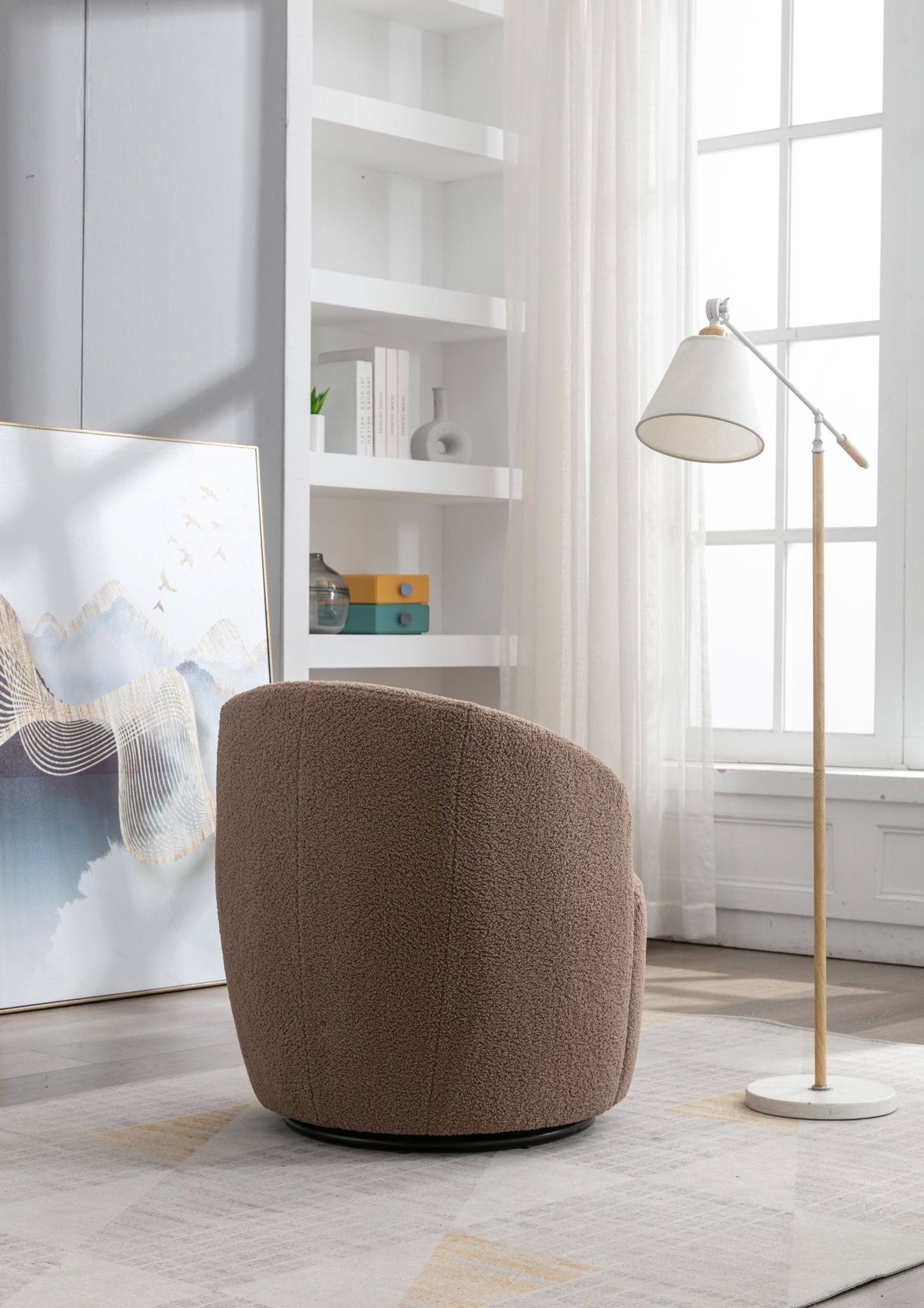 Teddy Fabric Swivel Accent Armchair Barrel Chair