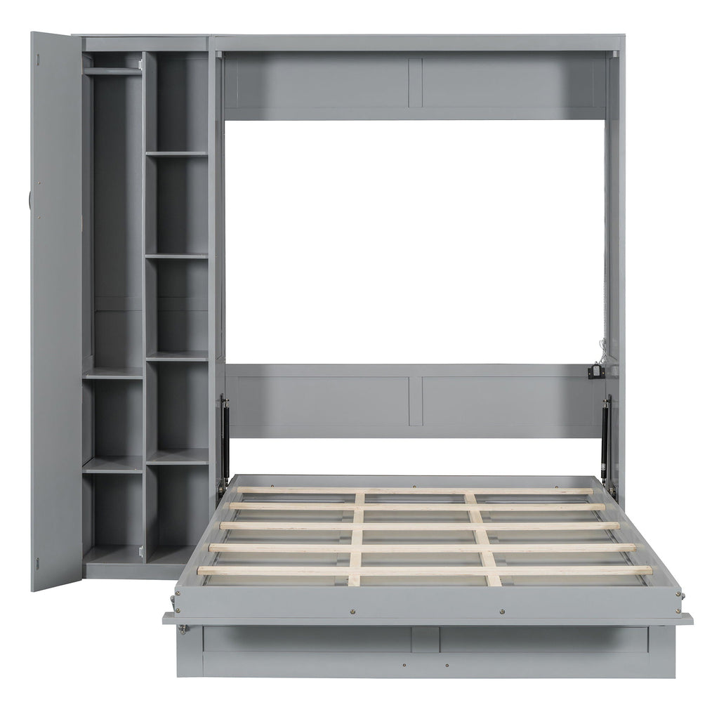 Murphy Wall Bed With Shelves, Wardrobe And LED Lights