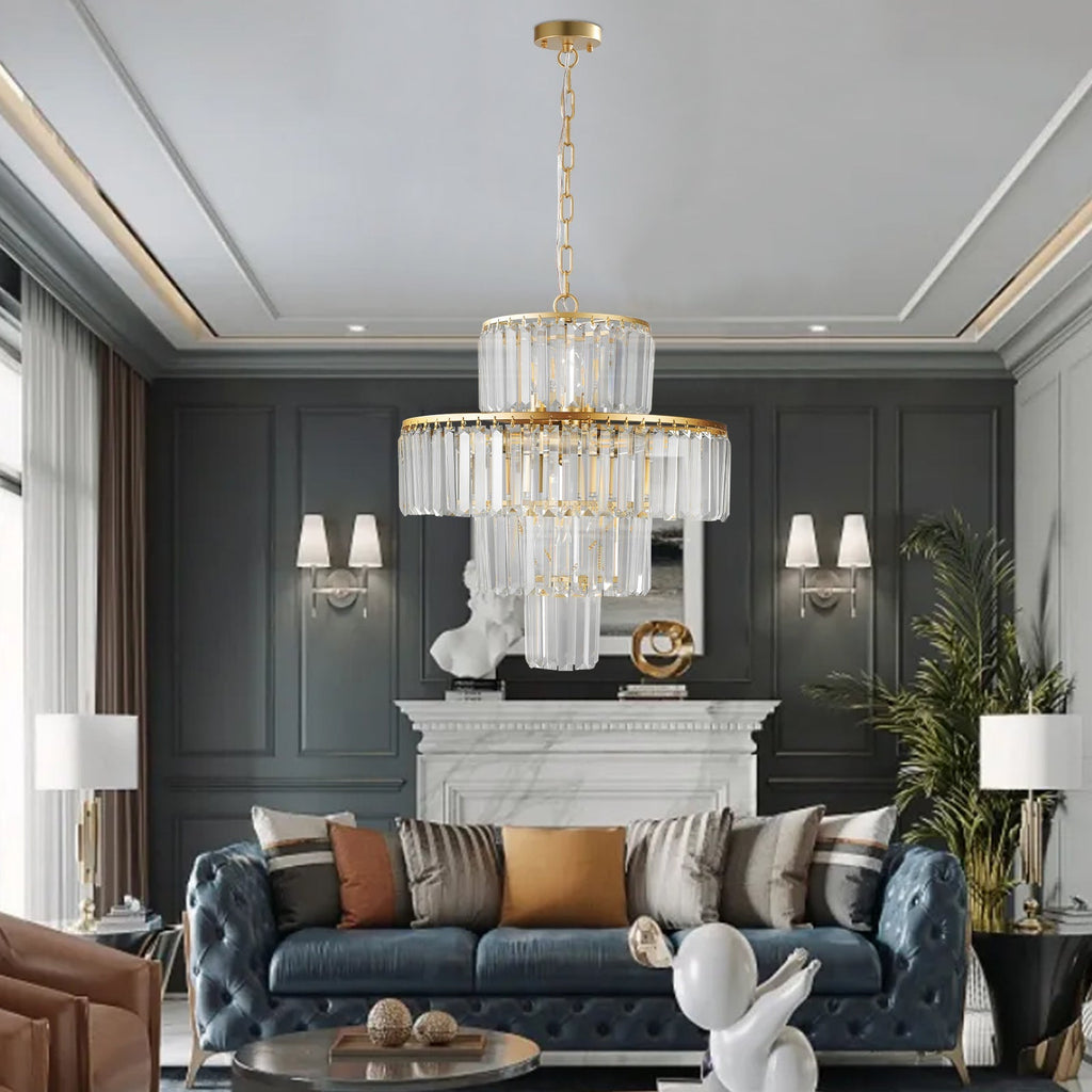 20' Modern Crystal Chandelier with Gold Finish