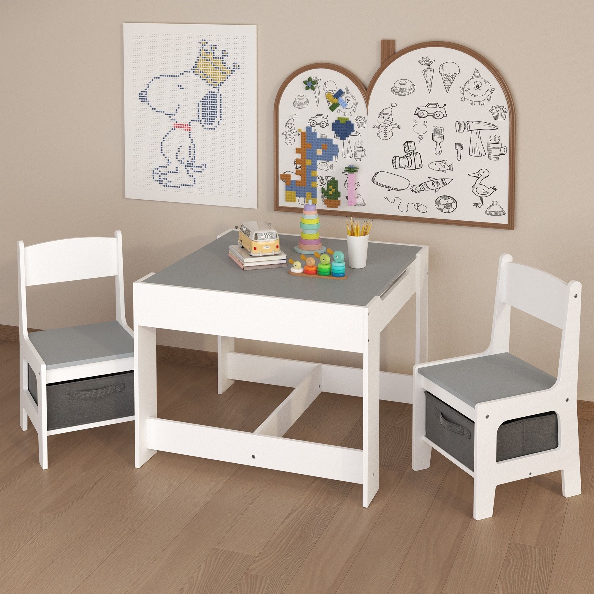 Kids 3-In-1 Activity Table And Chair Set
