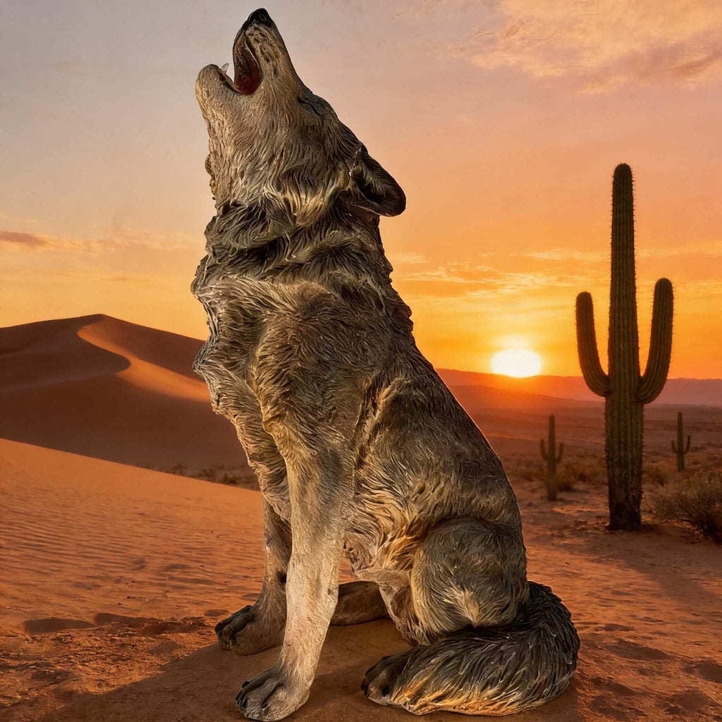 29.72" H x 17.91" L Simulated Howling Wolf Garden Statue