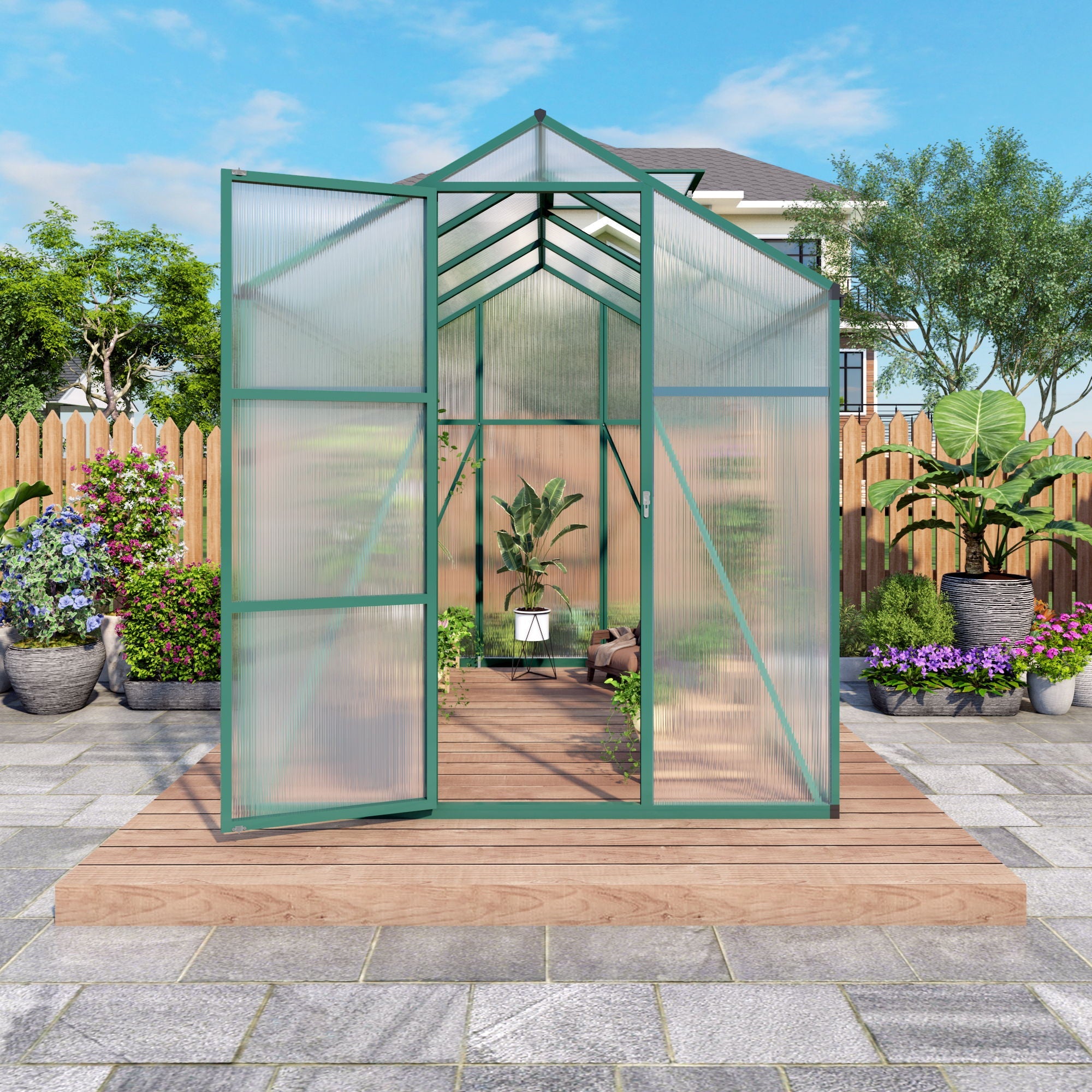 Polycarbonate Walk-In house, Raised Base For Outdoor In All Season