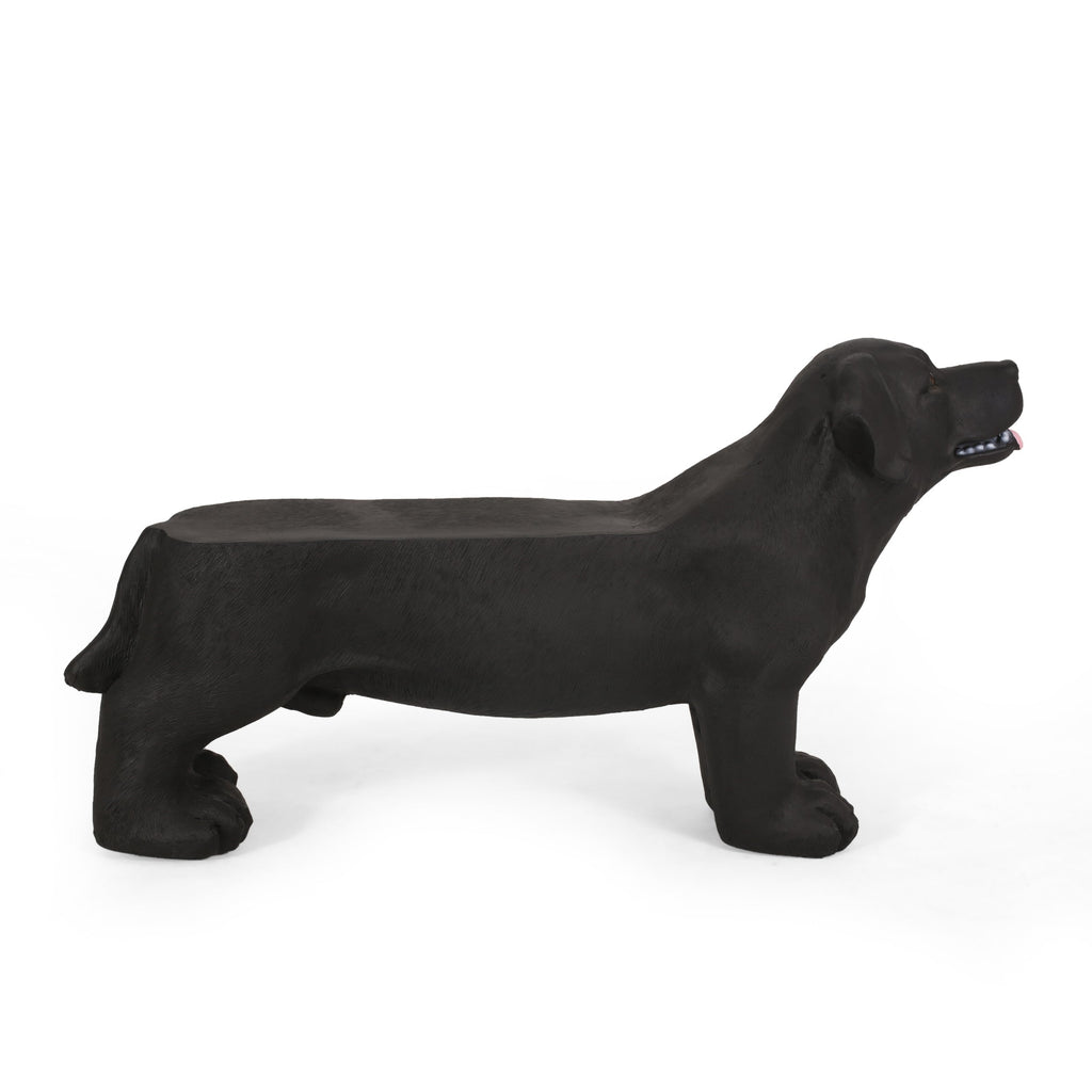 MGO Dog Bench - Outdoor Labrador Design, Matte Black