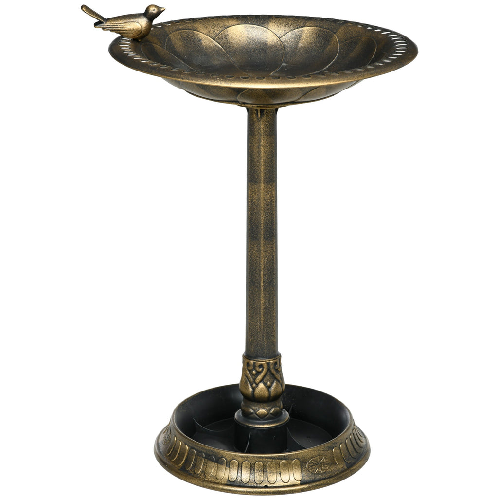 Outsunny 28" Antique Bronze Bird Bath with Pedestal Flower Planter Base