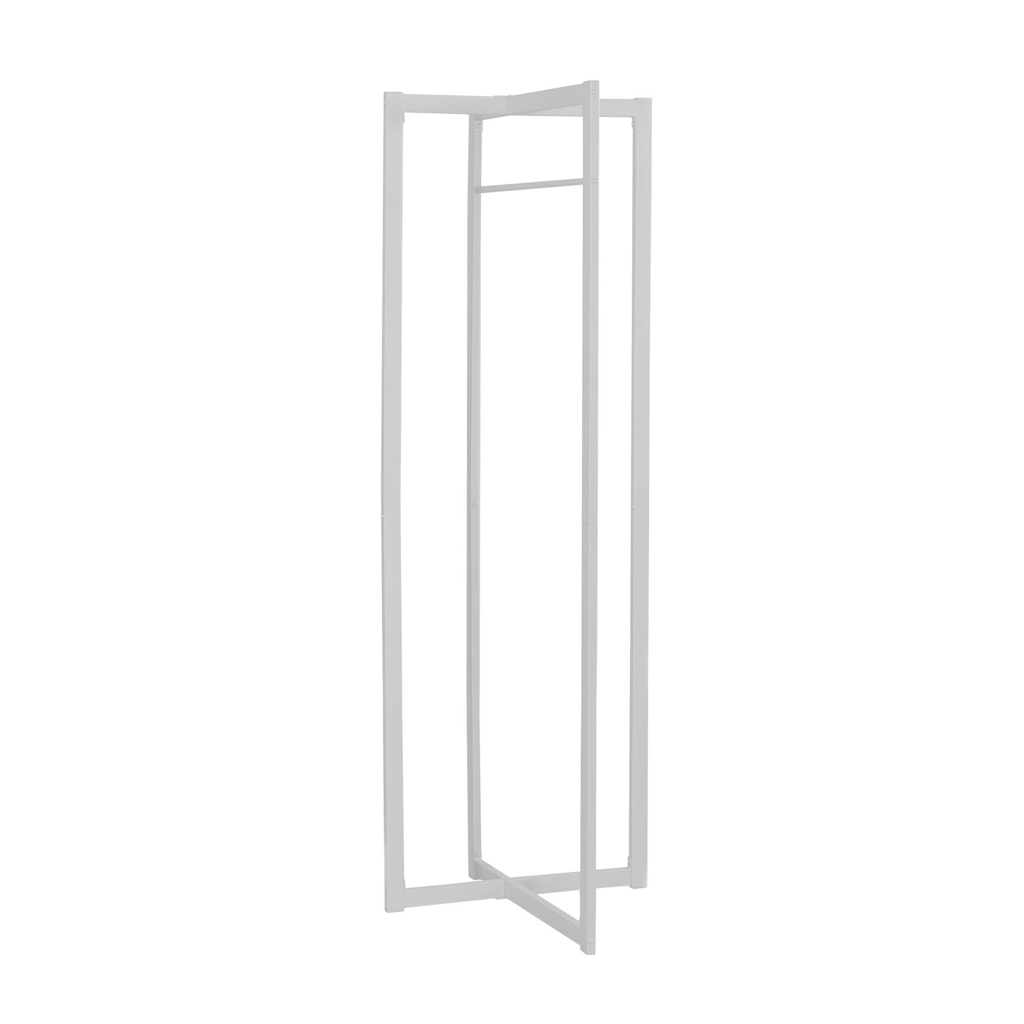 Coat Rack Hall Tree Free Standing Hanging Bar Entryway White