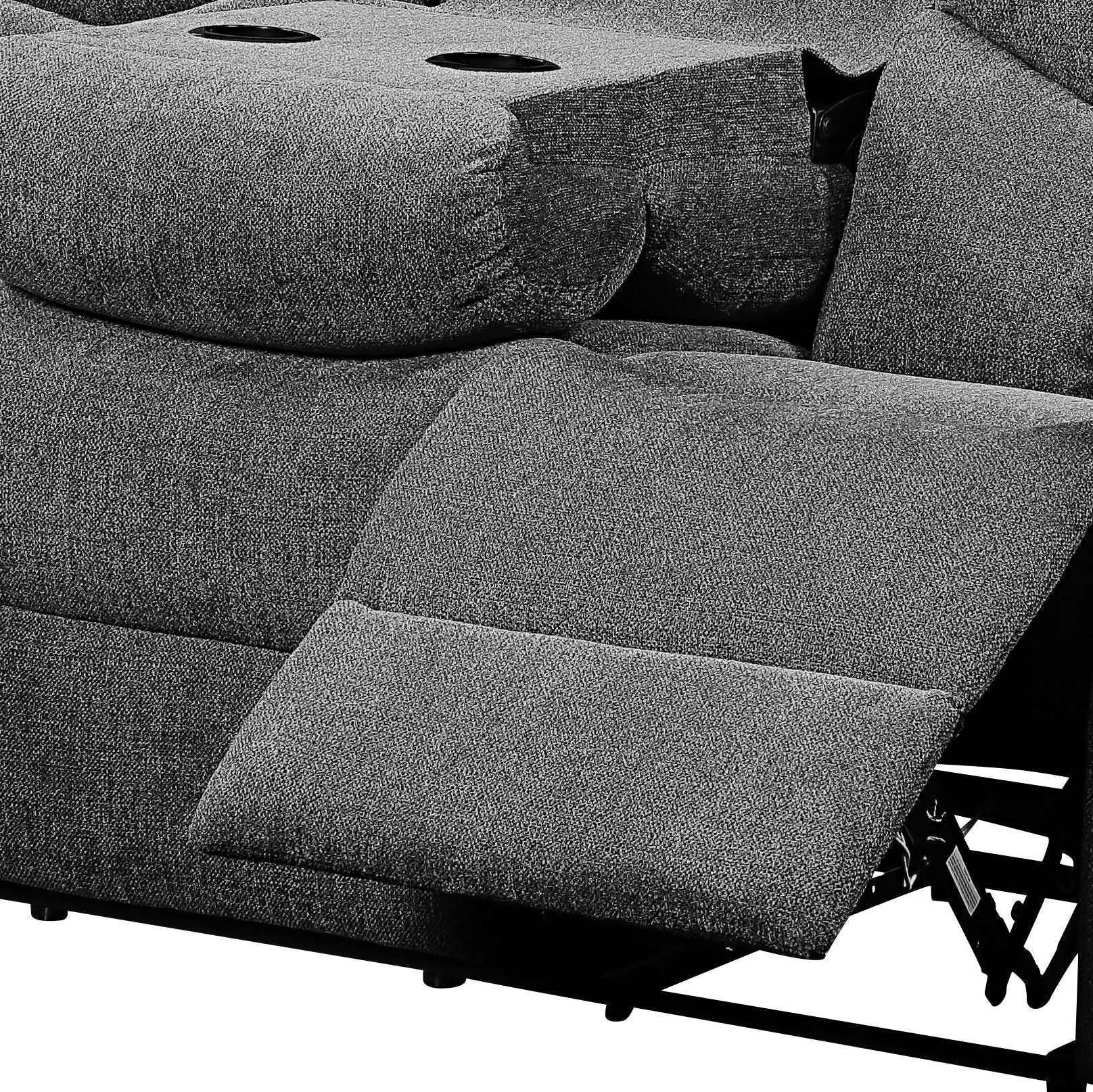 Kalen Chenille Sofa With Drop Down Table - Gray