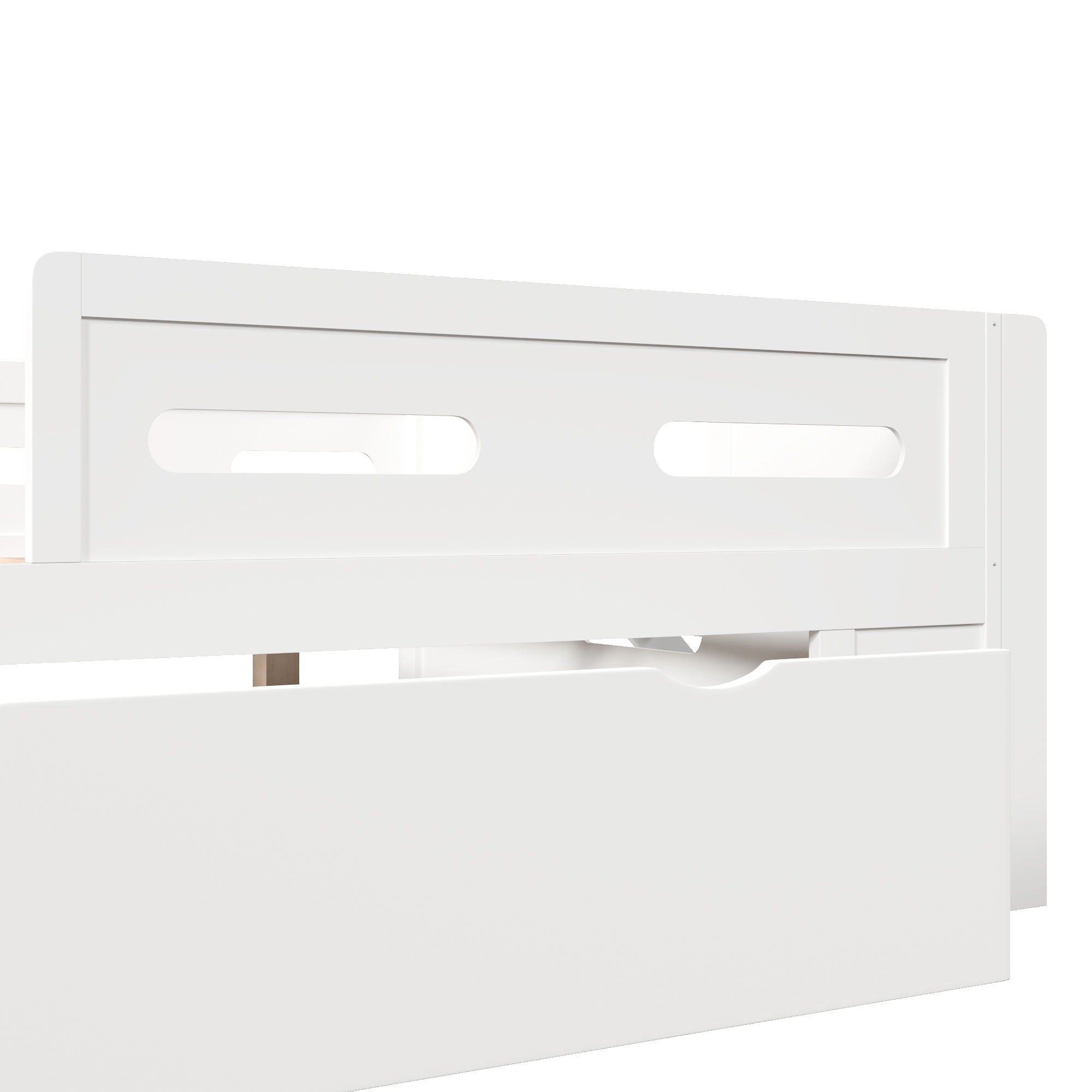 Platform Bed With Guardrail And Drawer