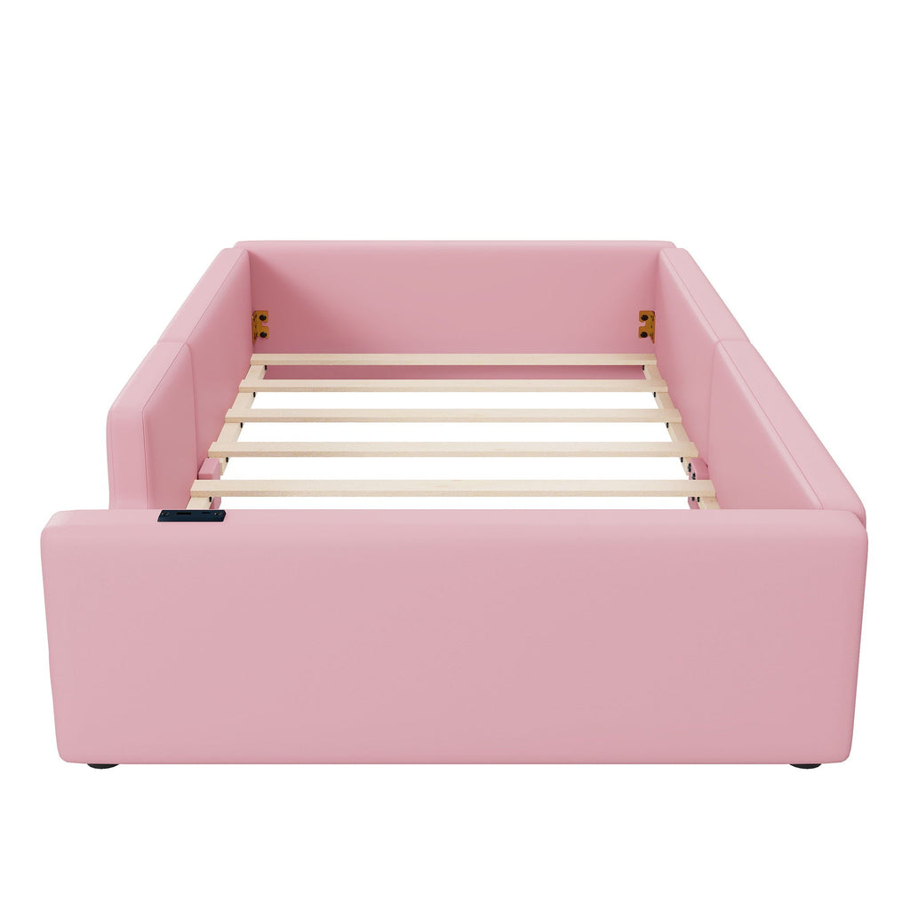 Platform Bed With Guardrail And Charging Station