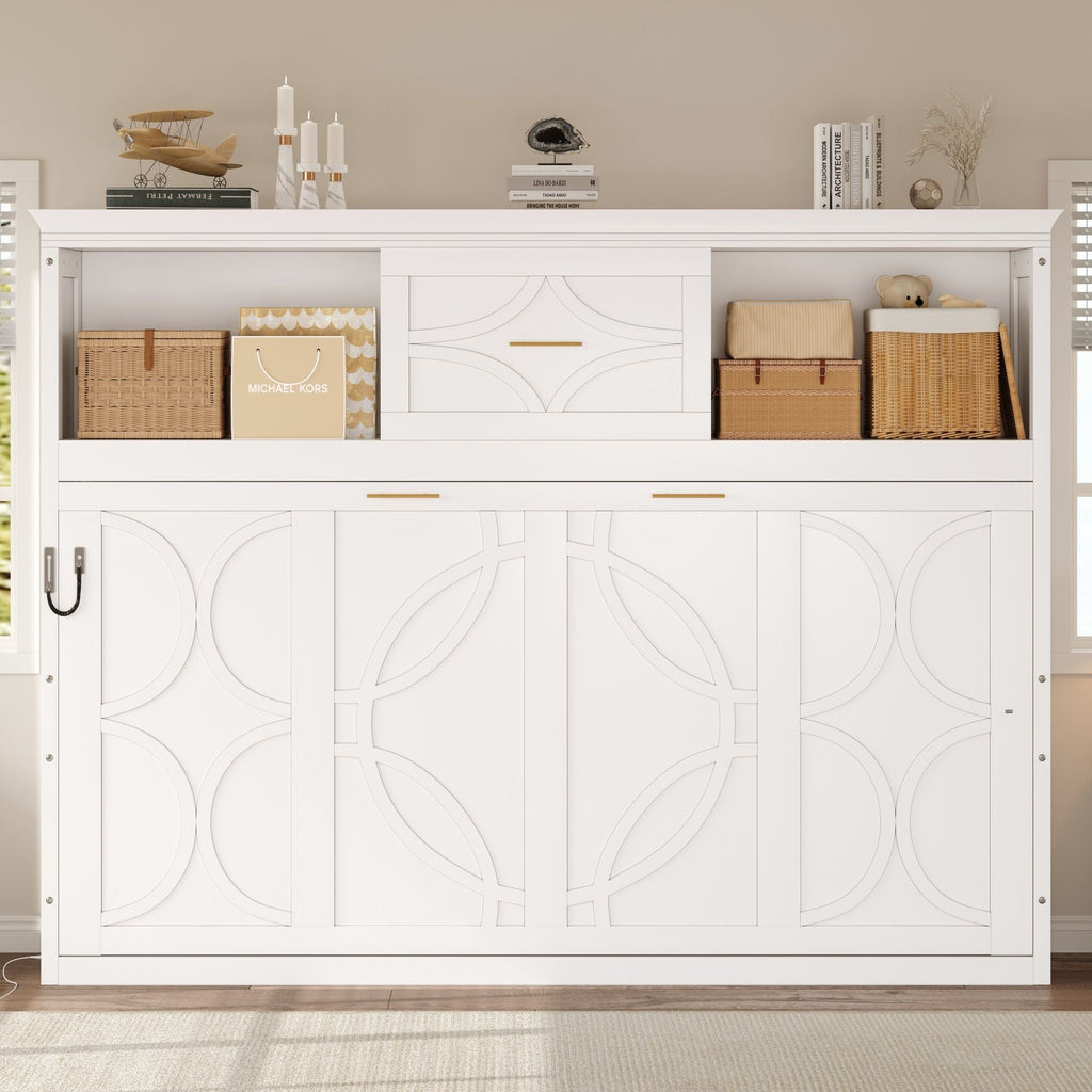 Murphy Bed With Charging Station and Drawer