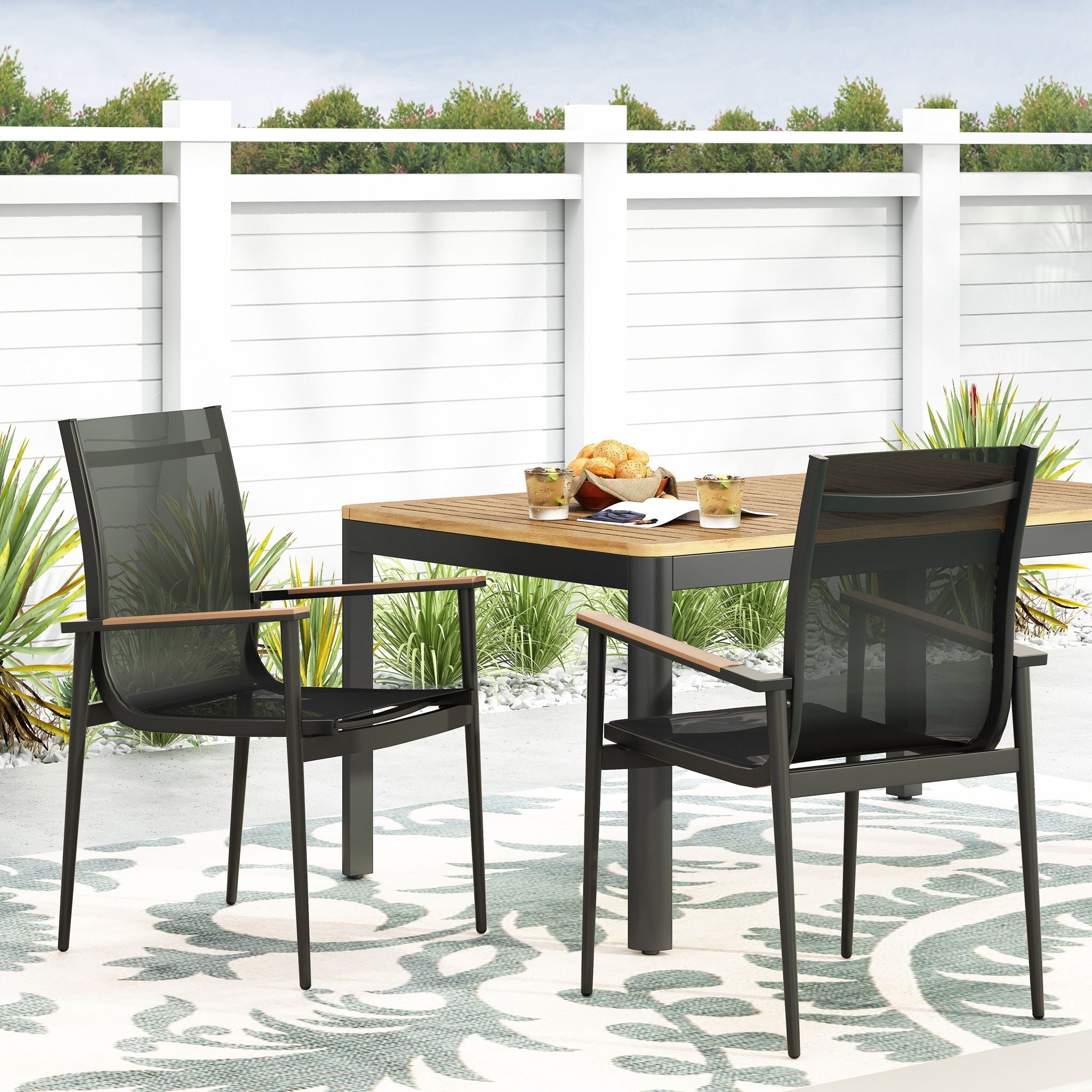 Barrister Dining Chair Set of 2 - Black / Natural