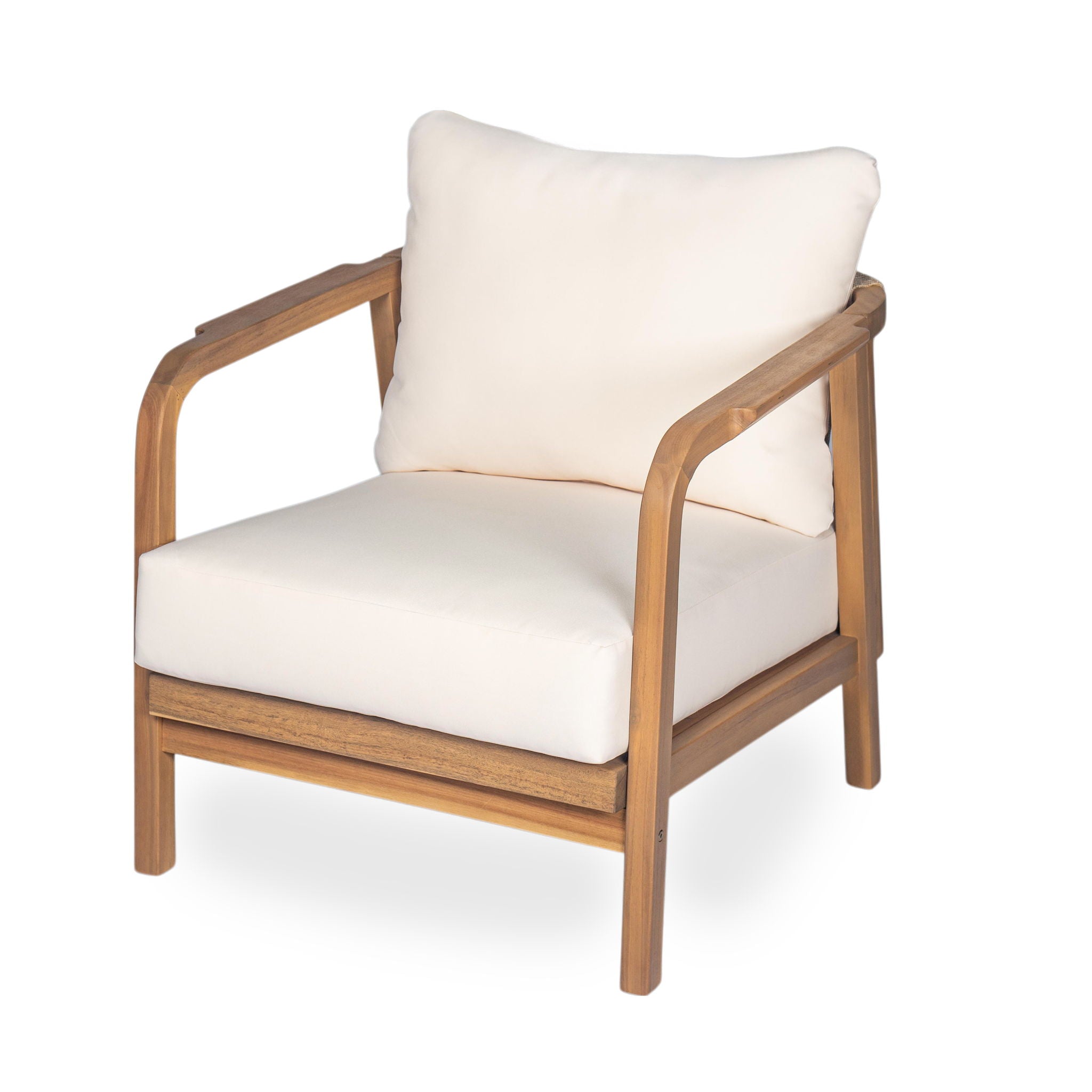 Outdoor Lounge Chair With Woven Backrest and Solid Wood Frame