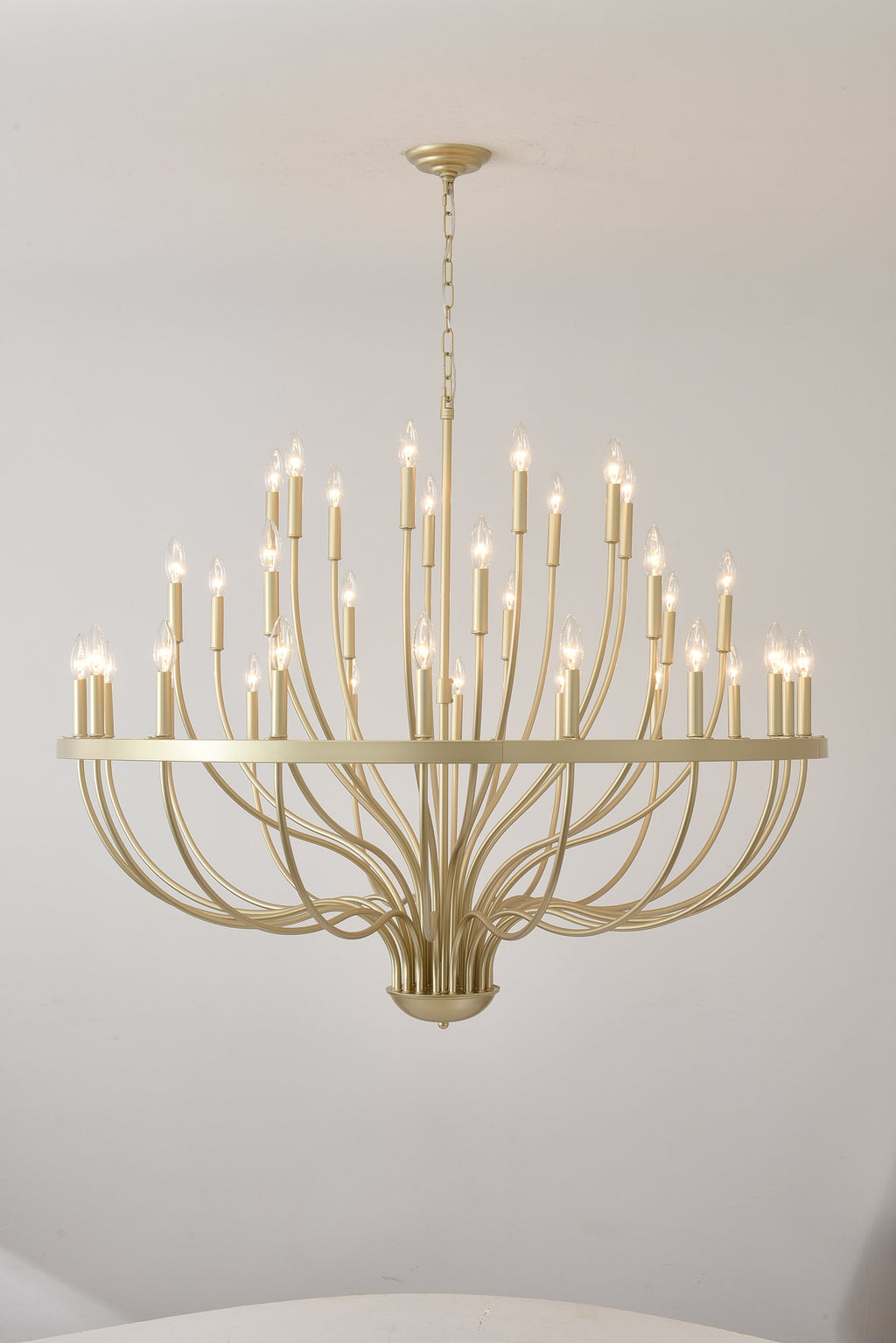 36-Light Gold Industrial Iron Candle Chandelier