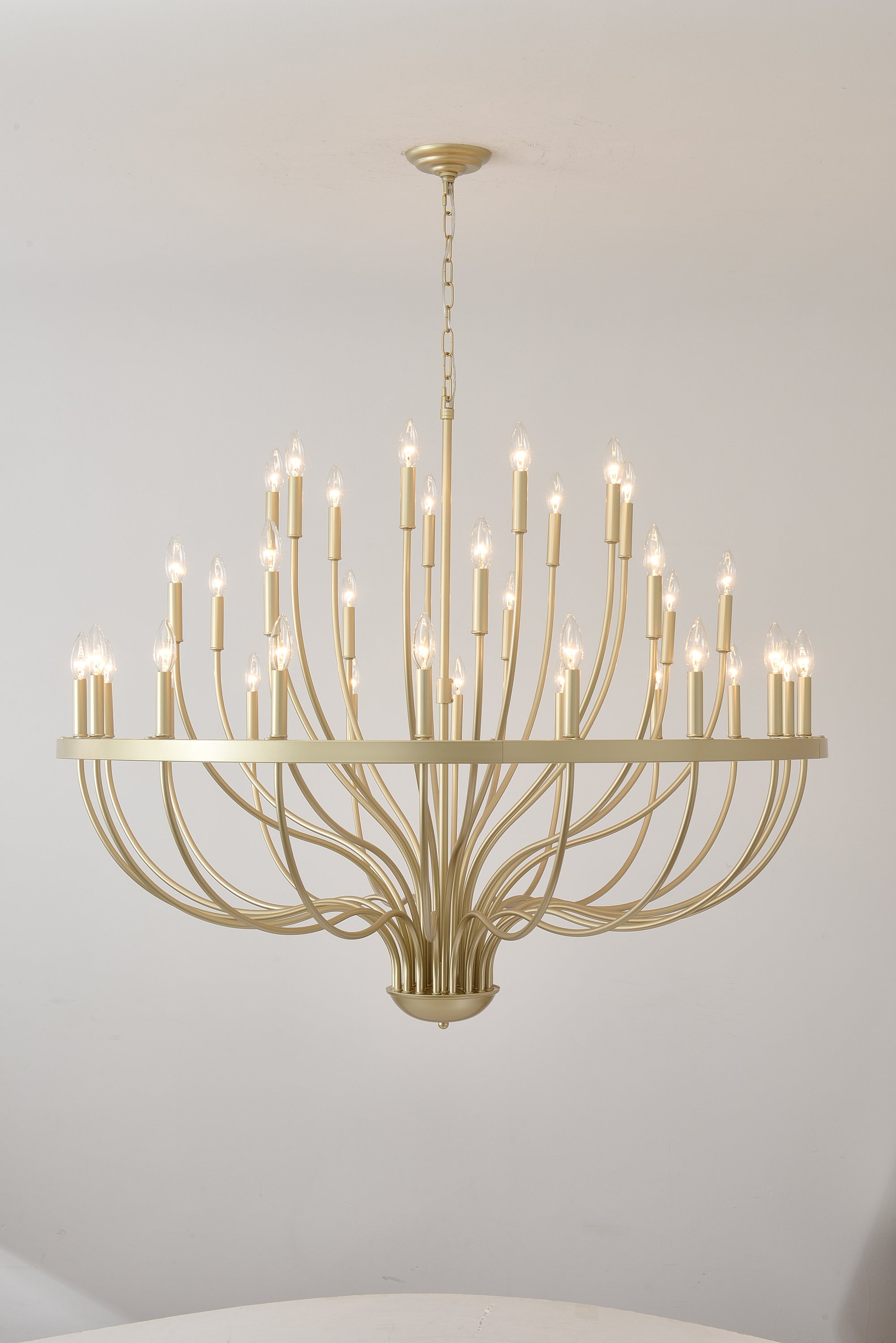 36-Light Gold Industrial Iron Candle Chandelier