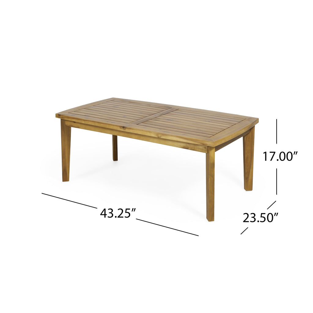 2-Person Outdoor Acacia Wood Patio Seating Group with Cushions and Coffee Table
