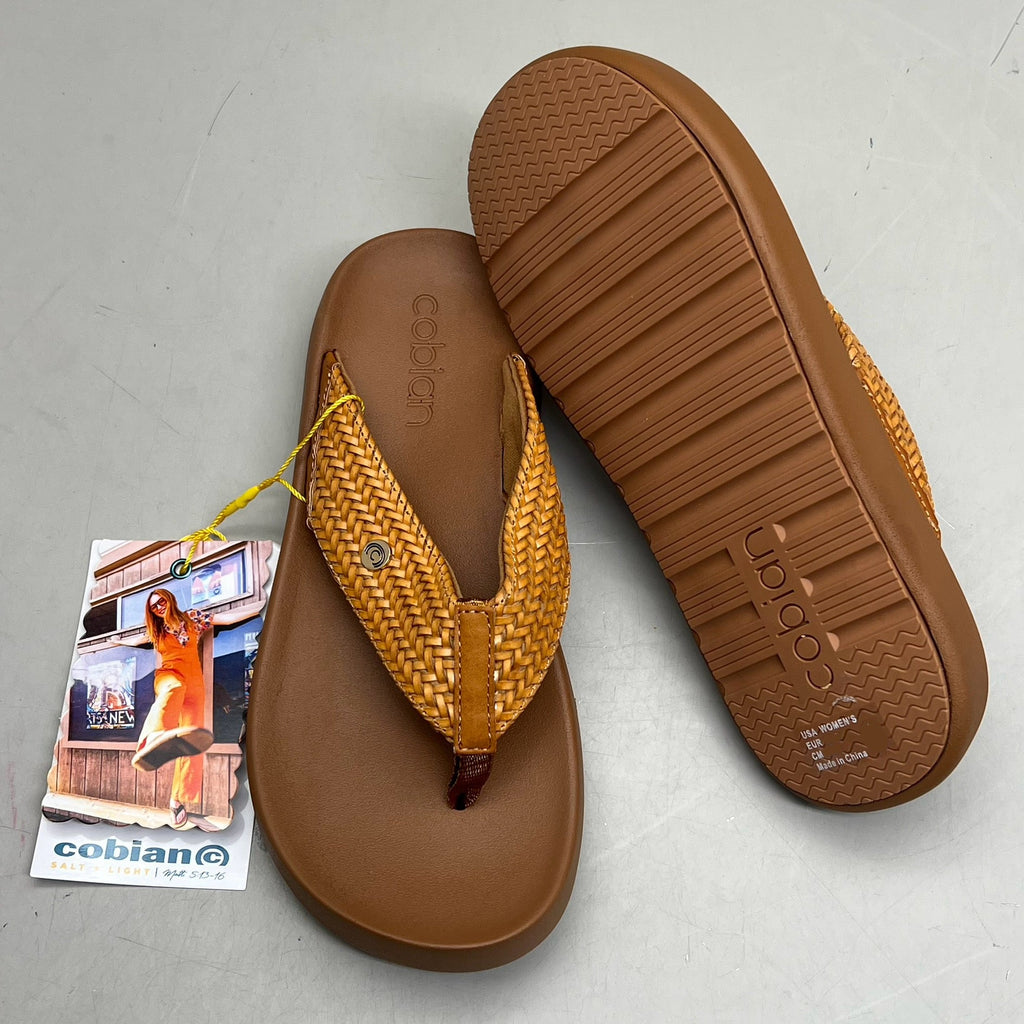 COBIAN Palmilla Braided Synthetic Leather Strap Sandals Women's Sz 8 EU 38.5 Tan PAL25-230-8