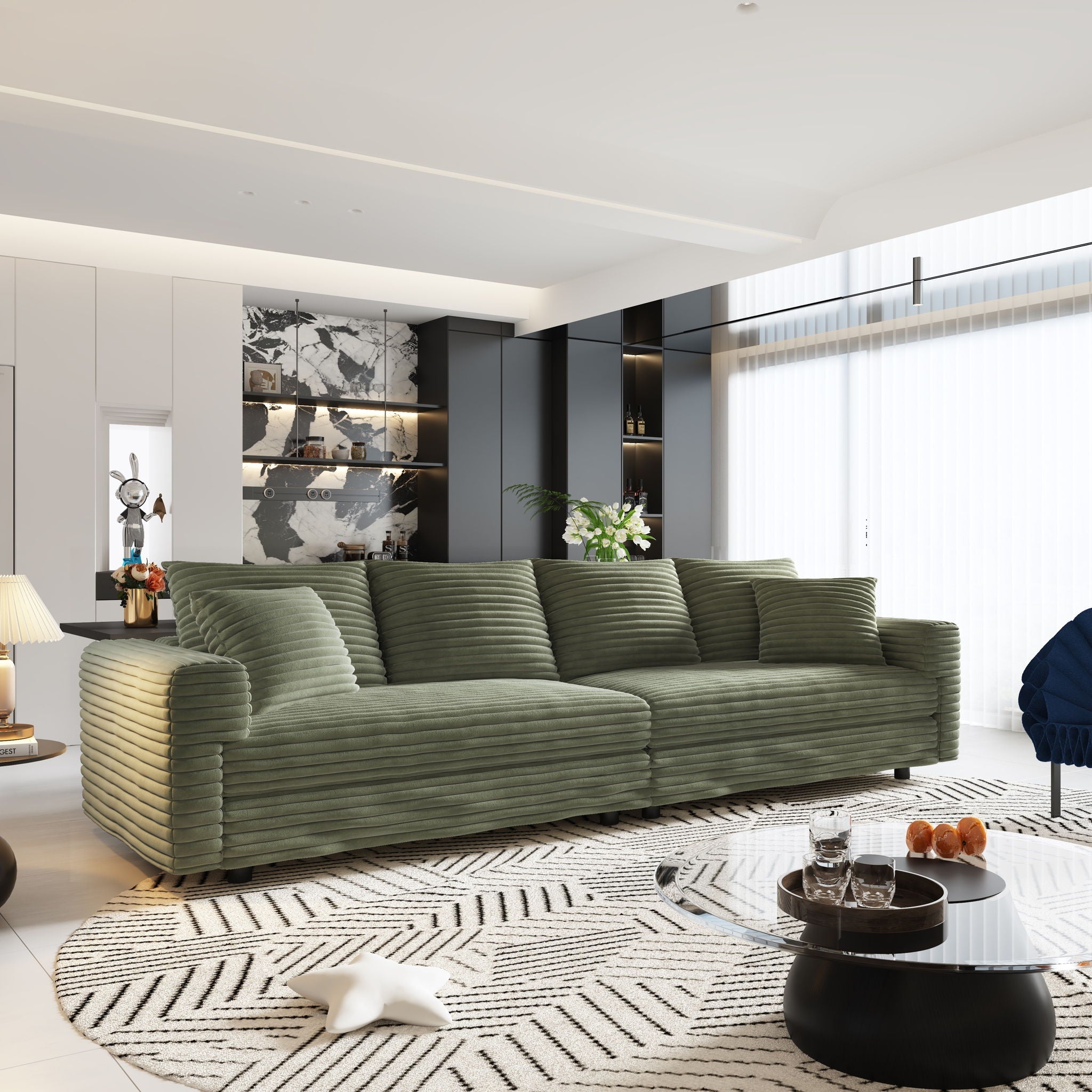 4 Seat Modern Comfy Upholstered Sofa Cloud Couch