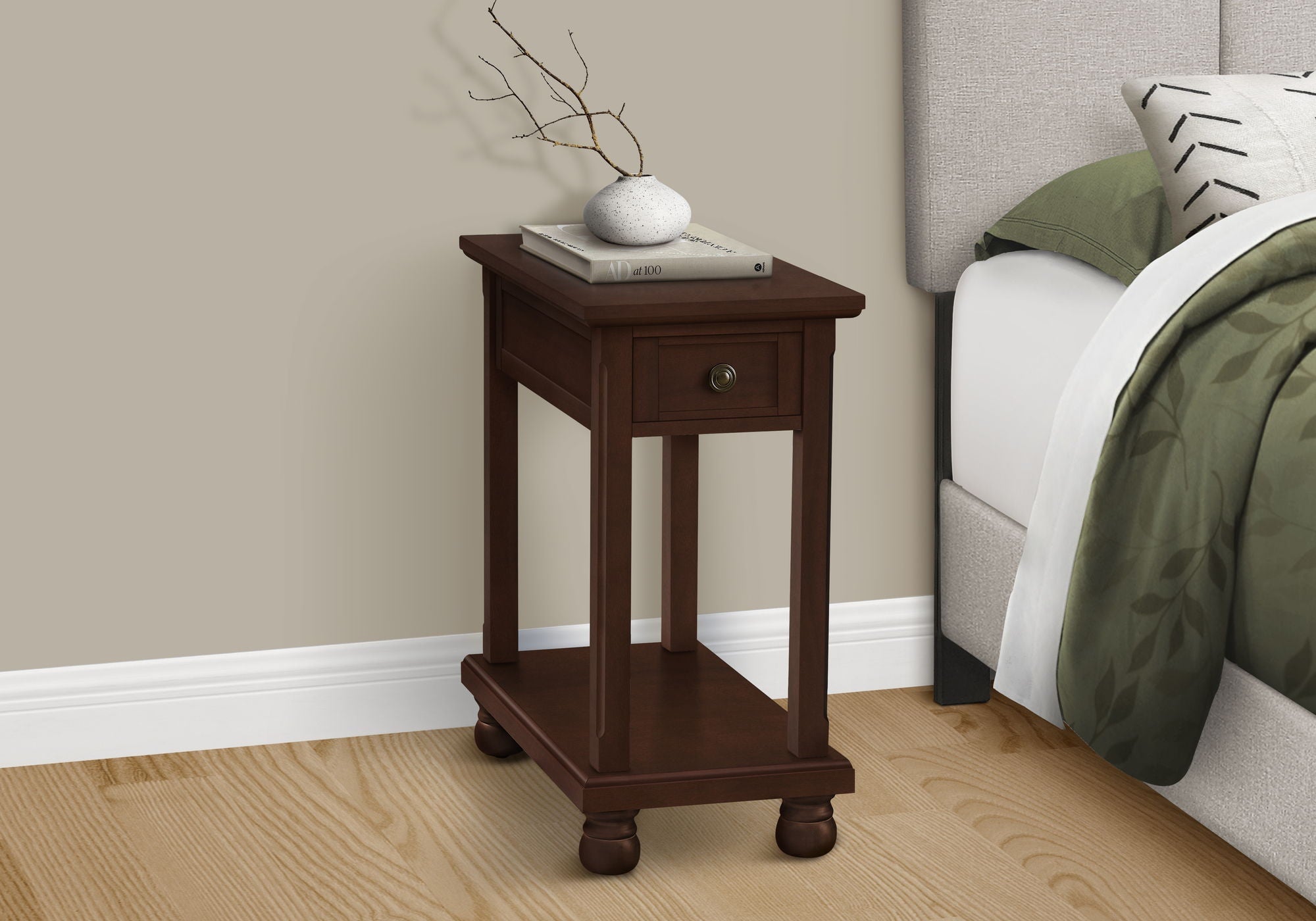 Accent End Table with Storage Drawer in Espresso Finish