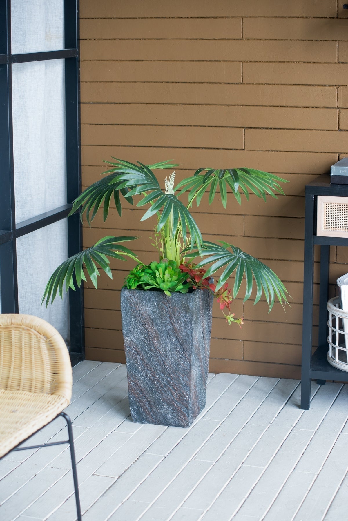 9.4x9.4x18.1' Cement Planter Large, Indoor Outdoor Garden Functional Decor