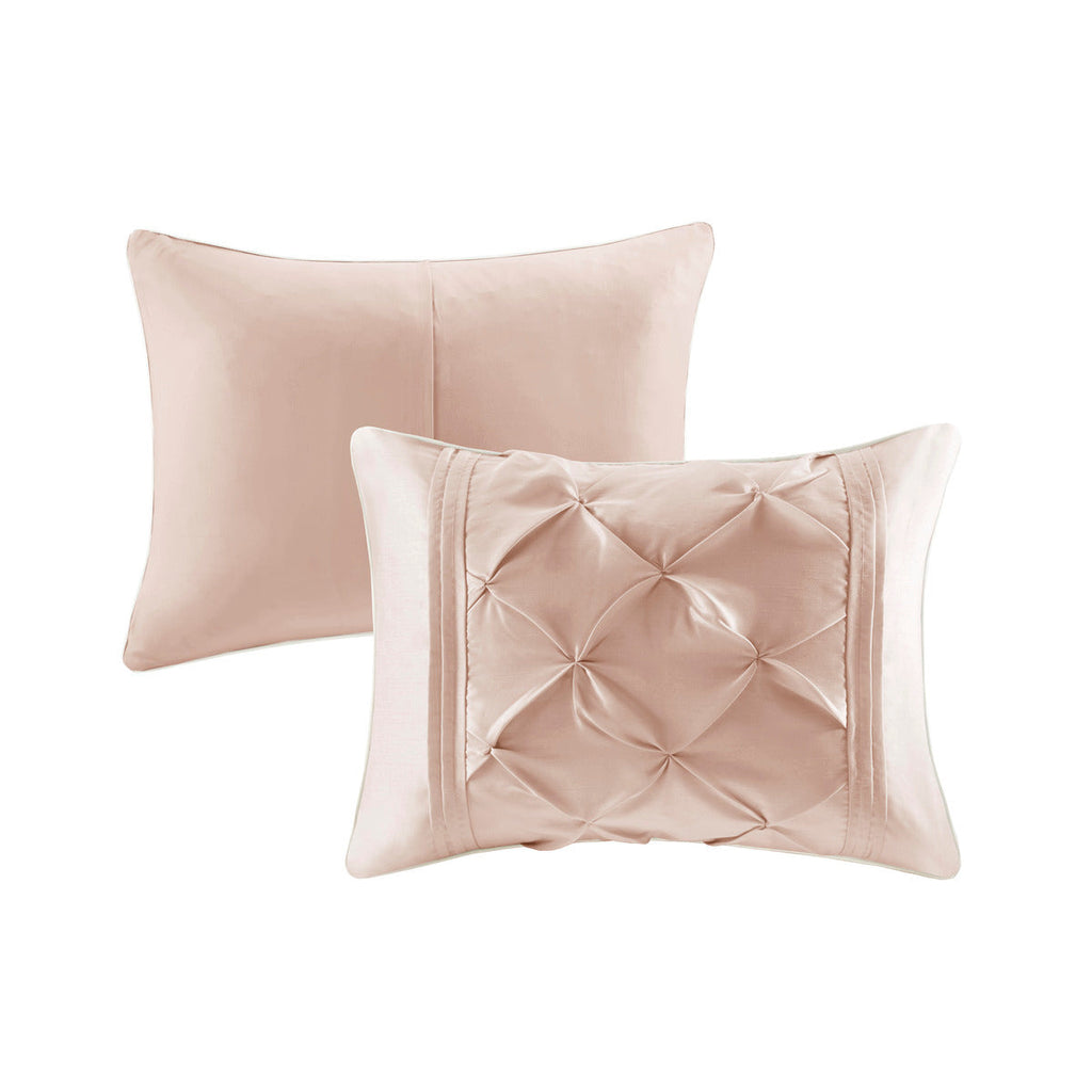 7 Piece Tufted Comforter Set Blush Cal King