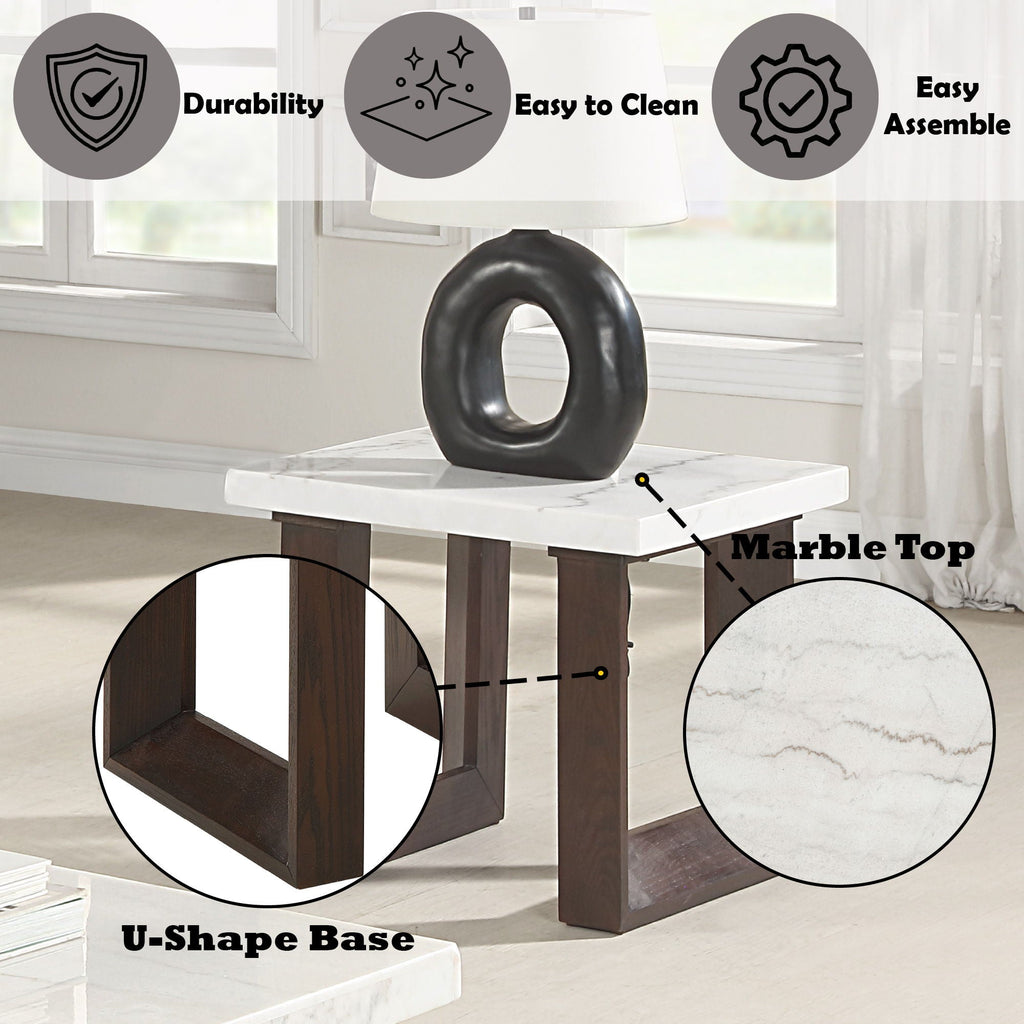 Edwyn Natural Marble Top End Table