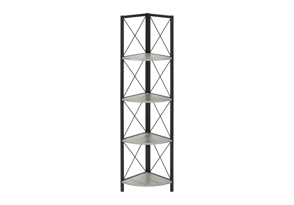 4-Tier Corner Bookshelf with Marble Look and Metal Frame