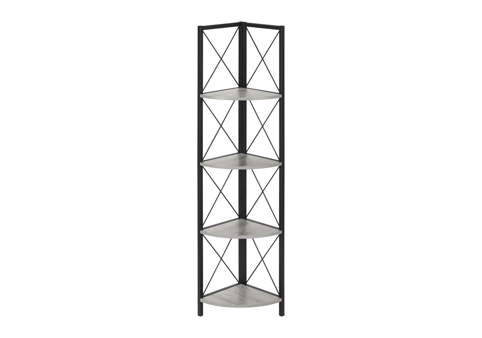 4-Tier Corner Bookshelf with Marble Look and Metal Frame