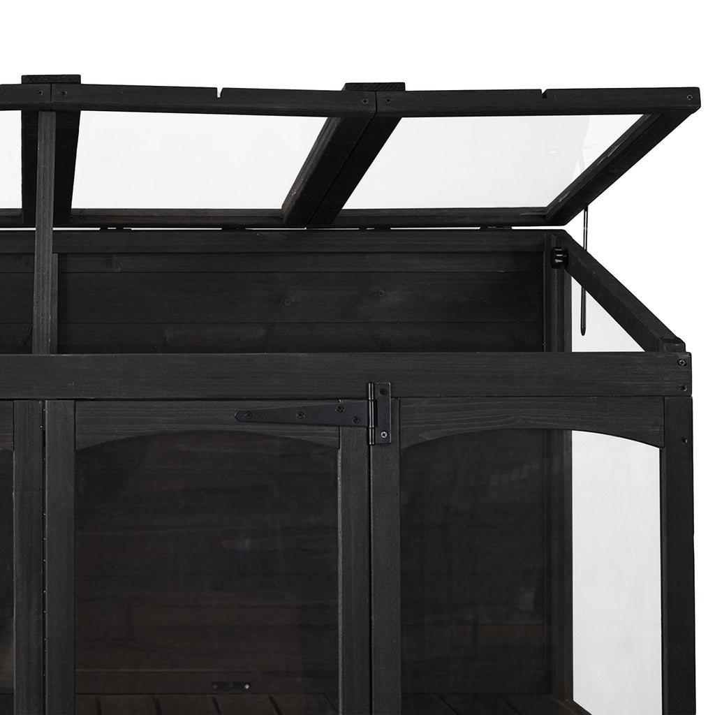 TOPMAX 78-inch Wooden Greenhouse Cold Frame with 4 Independent Skylights and 2 Folding Middle Shelves