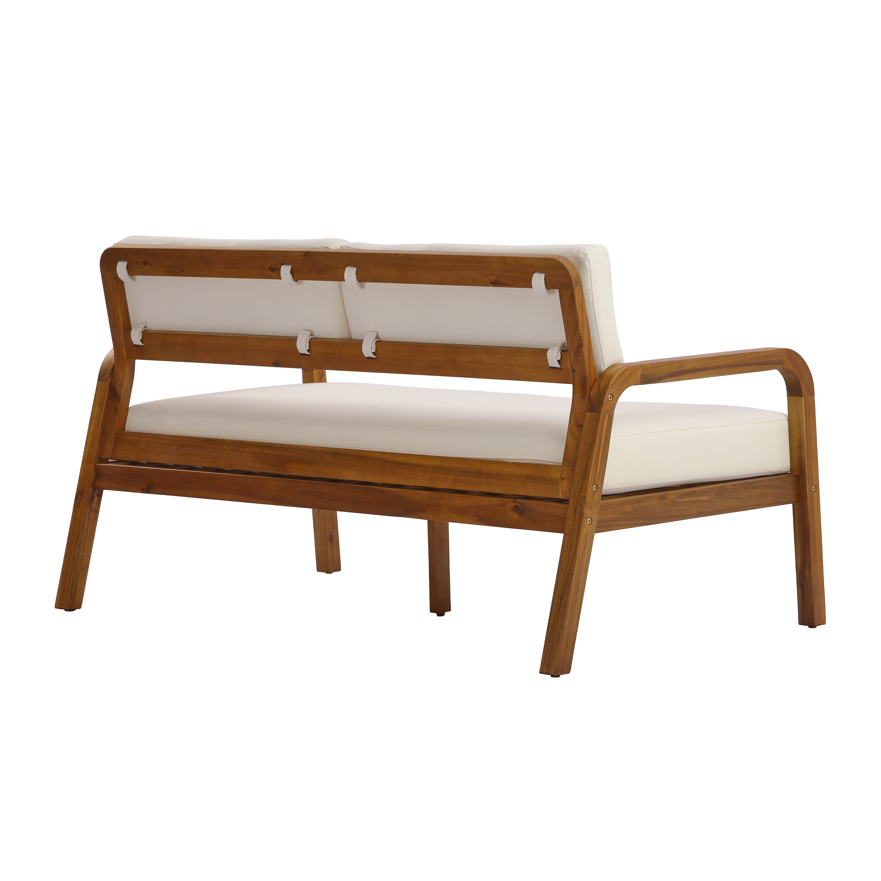 2-Pieces Outdoor Sofa Set with Cushions Teak Acacia Wood