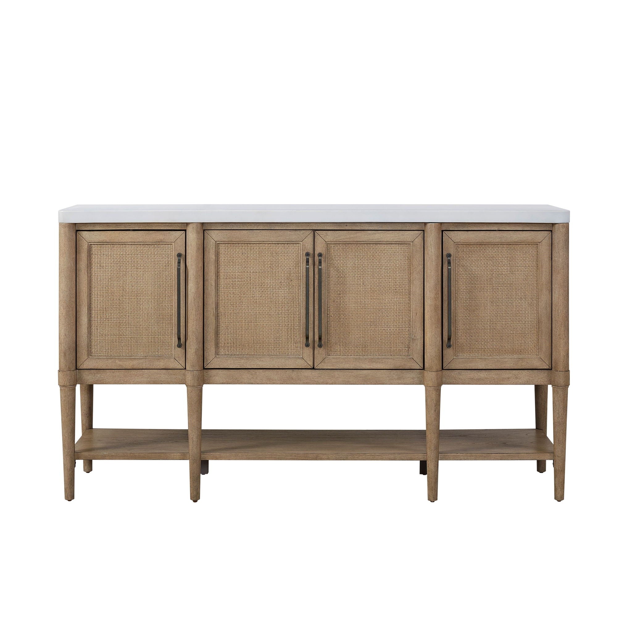 Cement Topped Server With Cane Insets - Sand