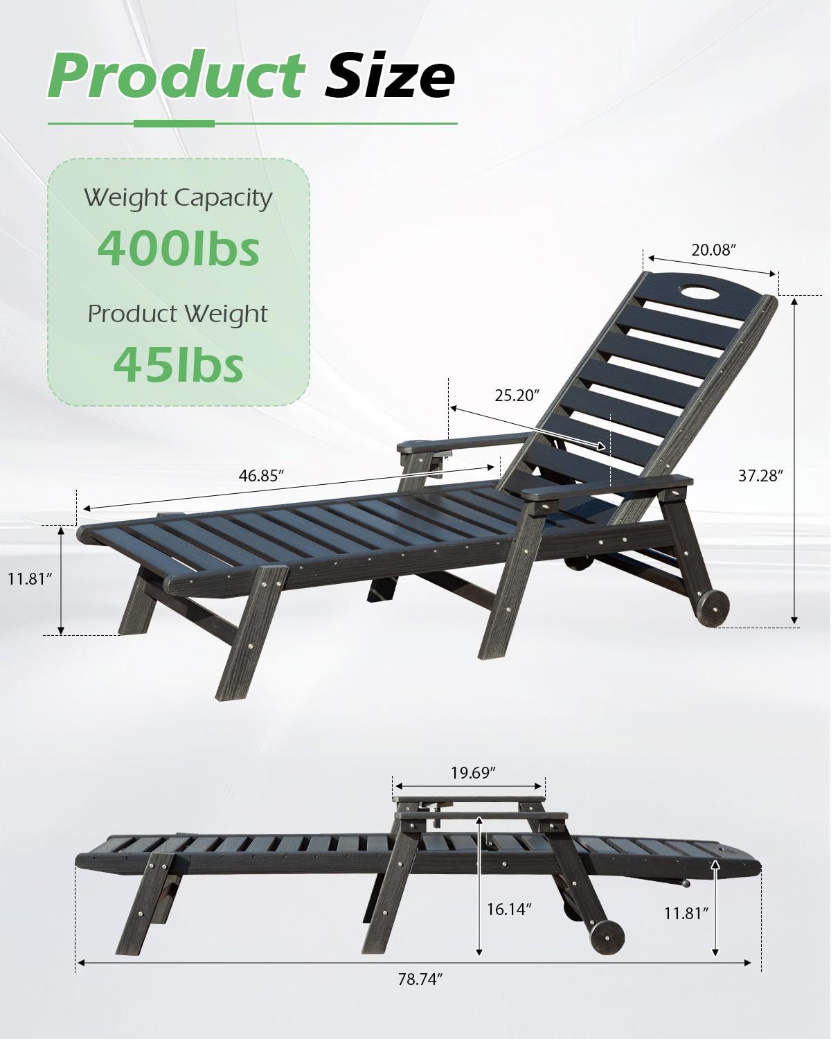Patio Lounge Chair Outdoor with Reclining Backrest