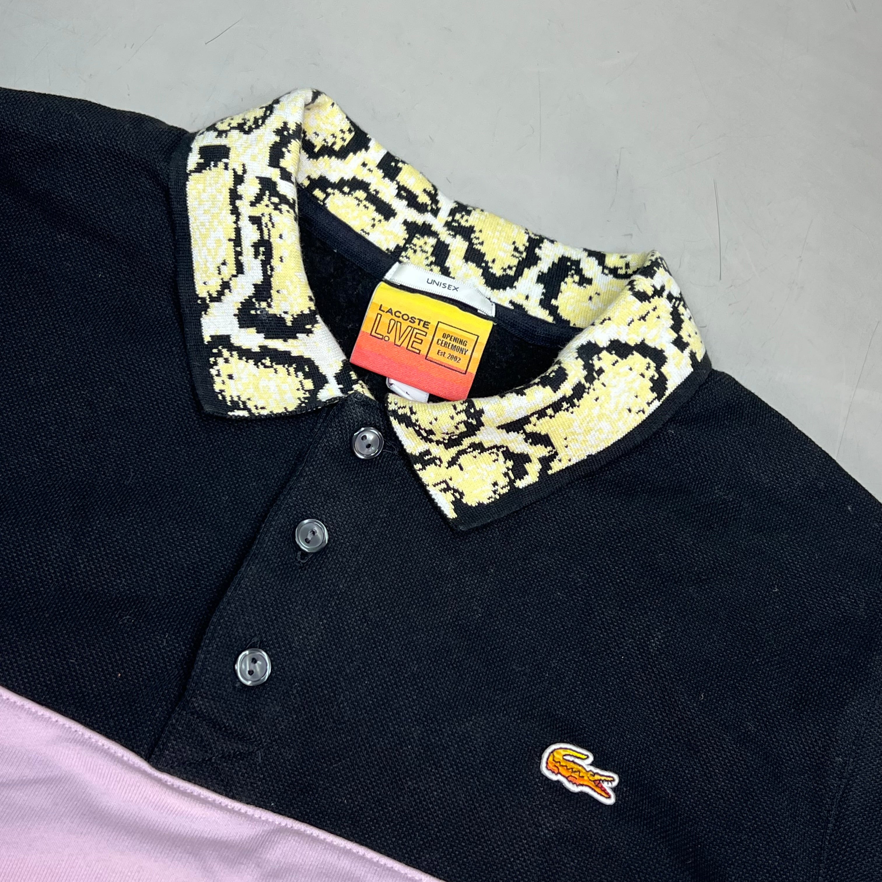 LACOSTE × OPENING CEREMONY 2002 Pull Over Sweatshirt Men's Sz L Pink/Black