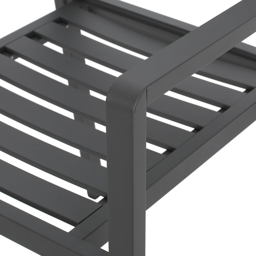 Outdoor Modern Aluminum Dining Chair (Set of 2), Gun Metal Gray