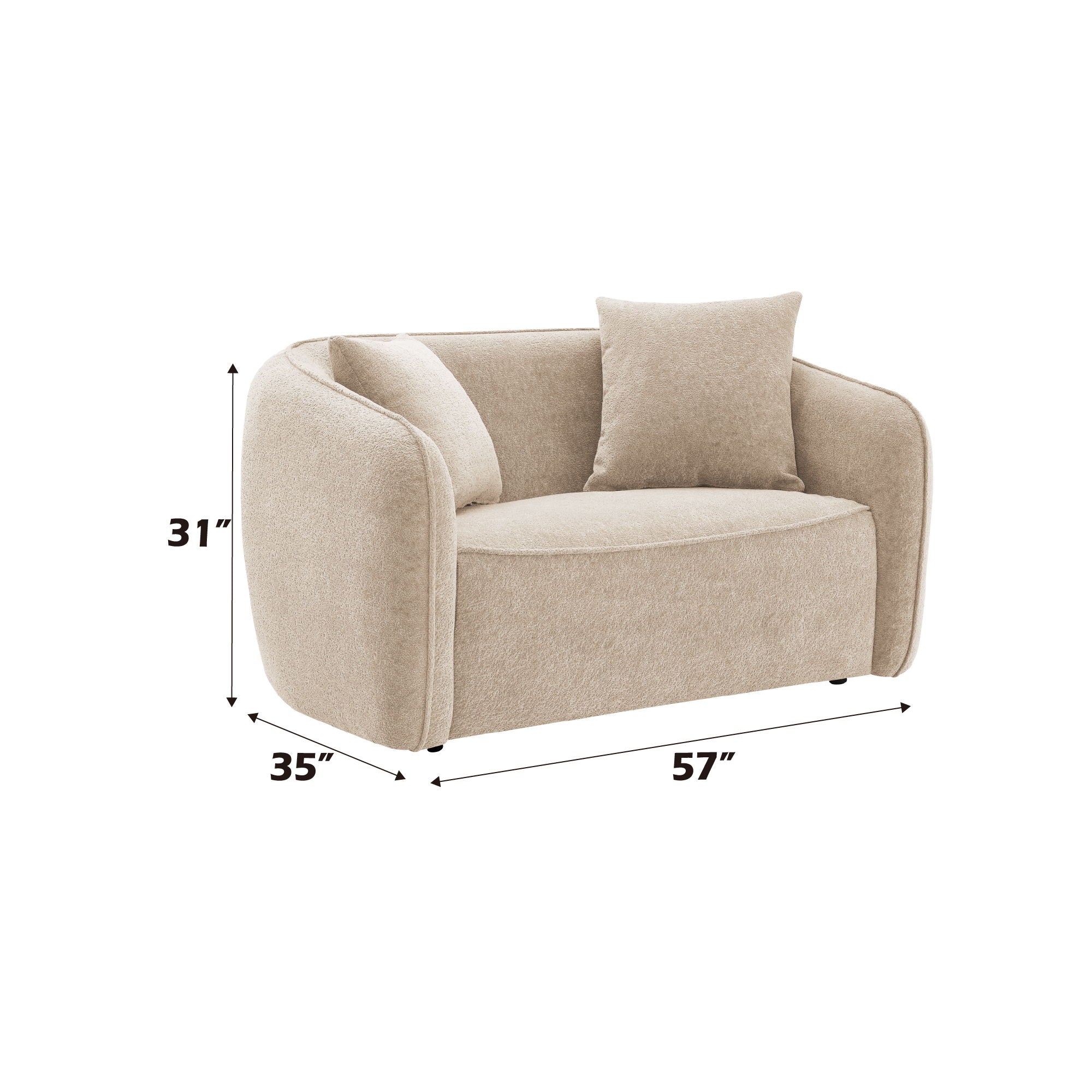 Keith Loveseat With 2 Matching Color Toss Pillows