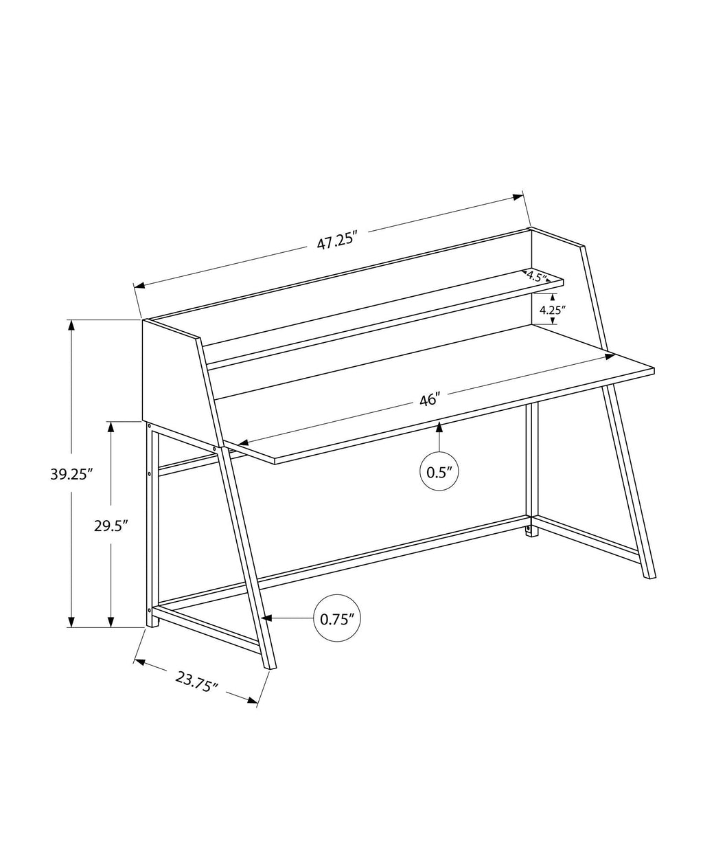 Computer Desk for Home Office with Marble Look and Storage Shelves