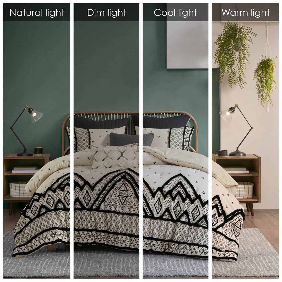 3 Piece Cotton and Flax Linen Blend Comforter Set Natural King/Cal King
