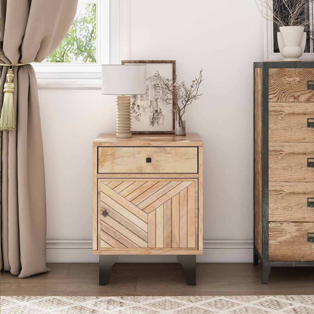Solid Wood Vintage Nightstand With Handcrafted Detailing