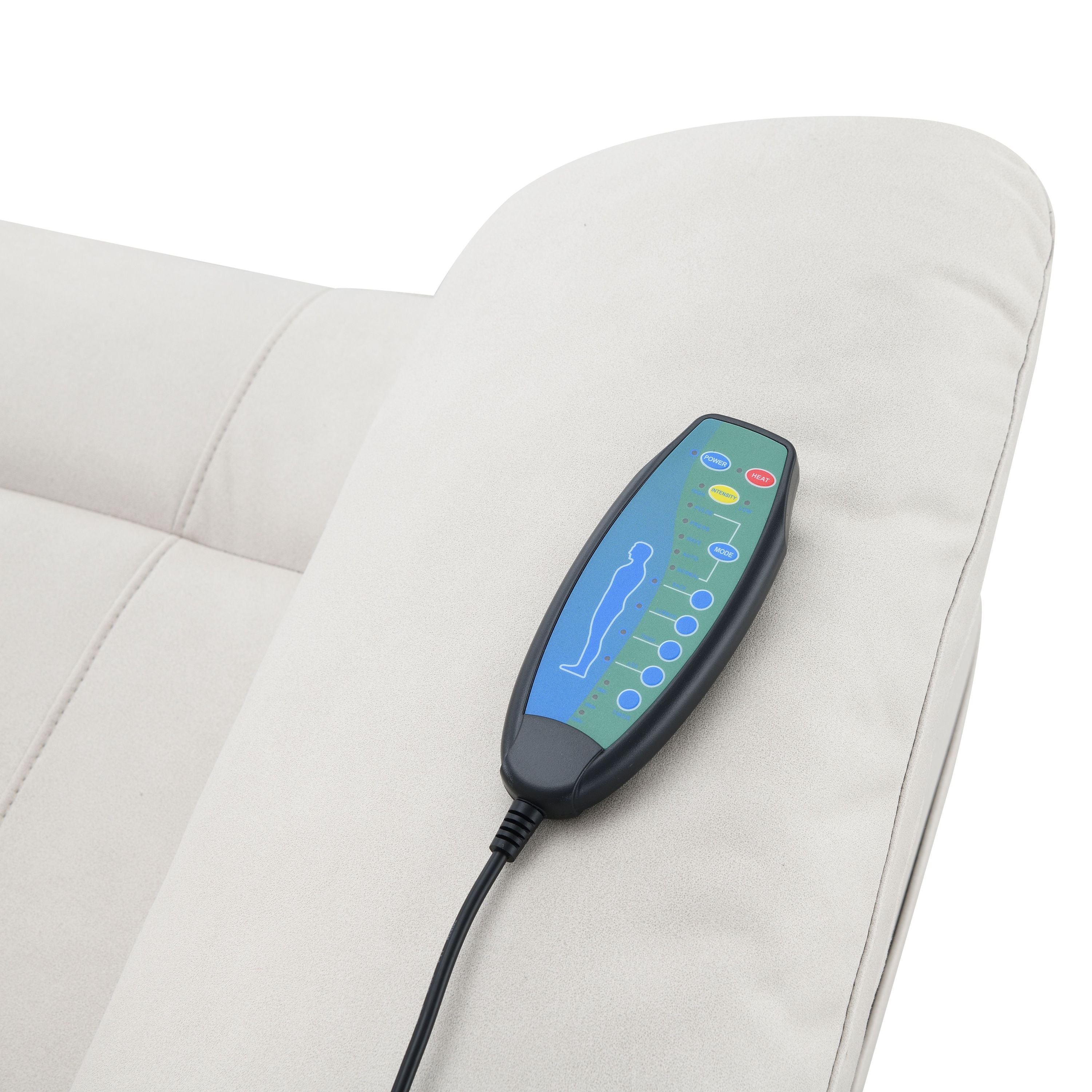 Chriki Beige Fabric Power Recliner with Lift, Heating, and Massage
