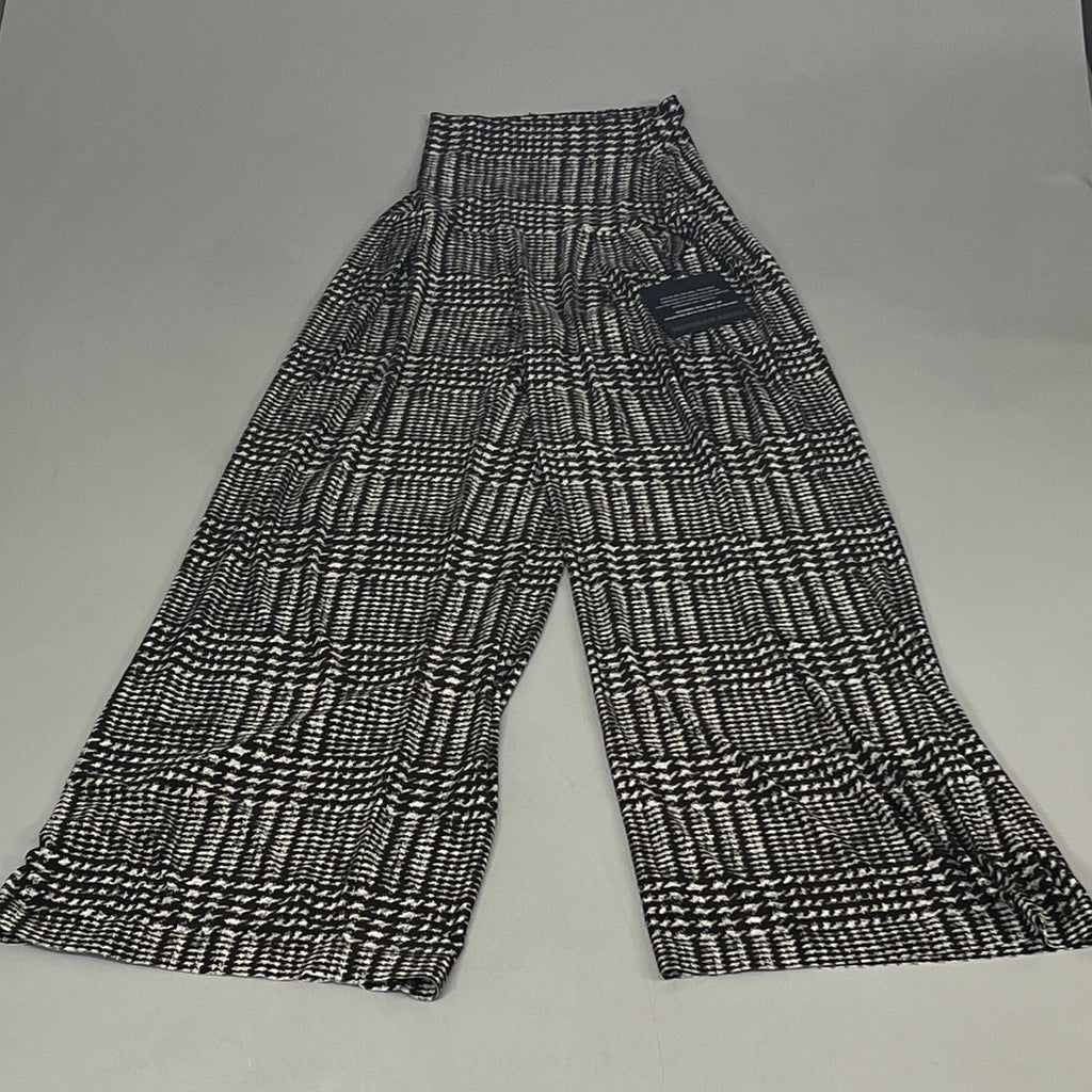 NORMA KAMALI High Waist Pleat Pant Women's Sz S/32 Chocolate Glenn Plaid Tweed
