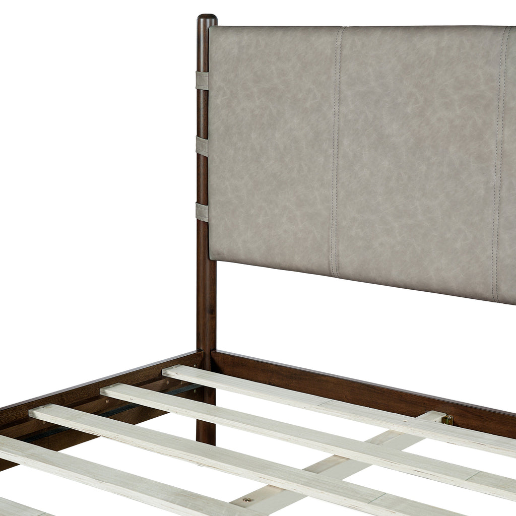 Premium Rubber Wood Platform Bed Frame, King Size with Headboard