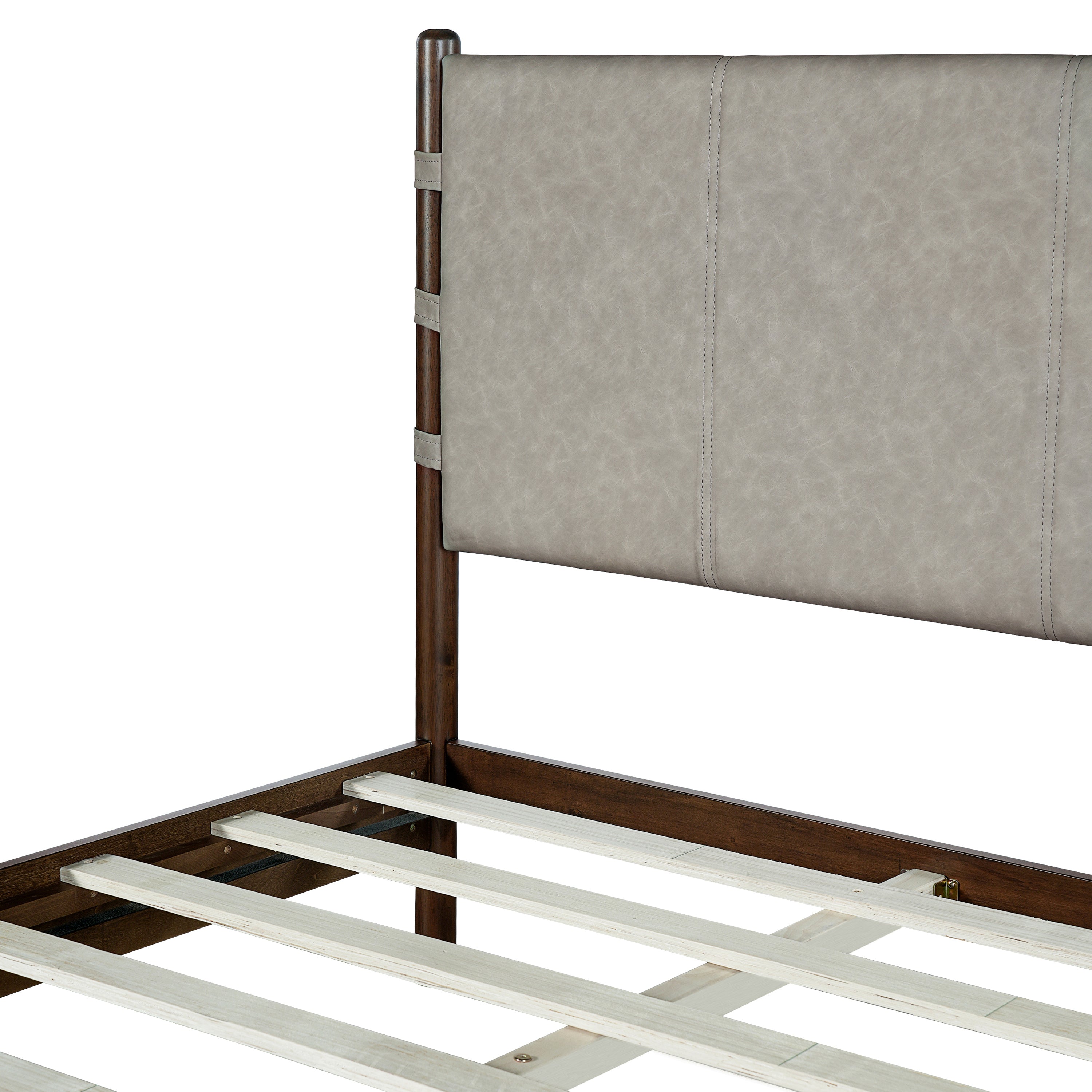 Premium Rubber Wood Platform Bed Frame, King Size with Headboard