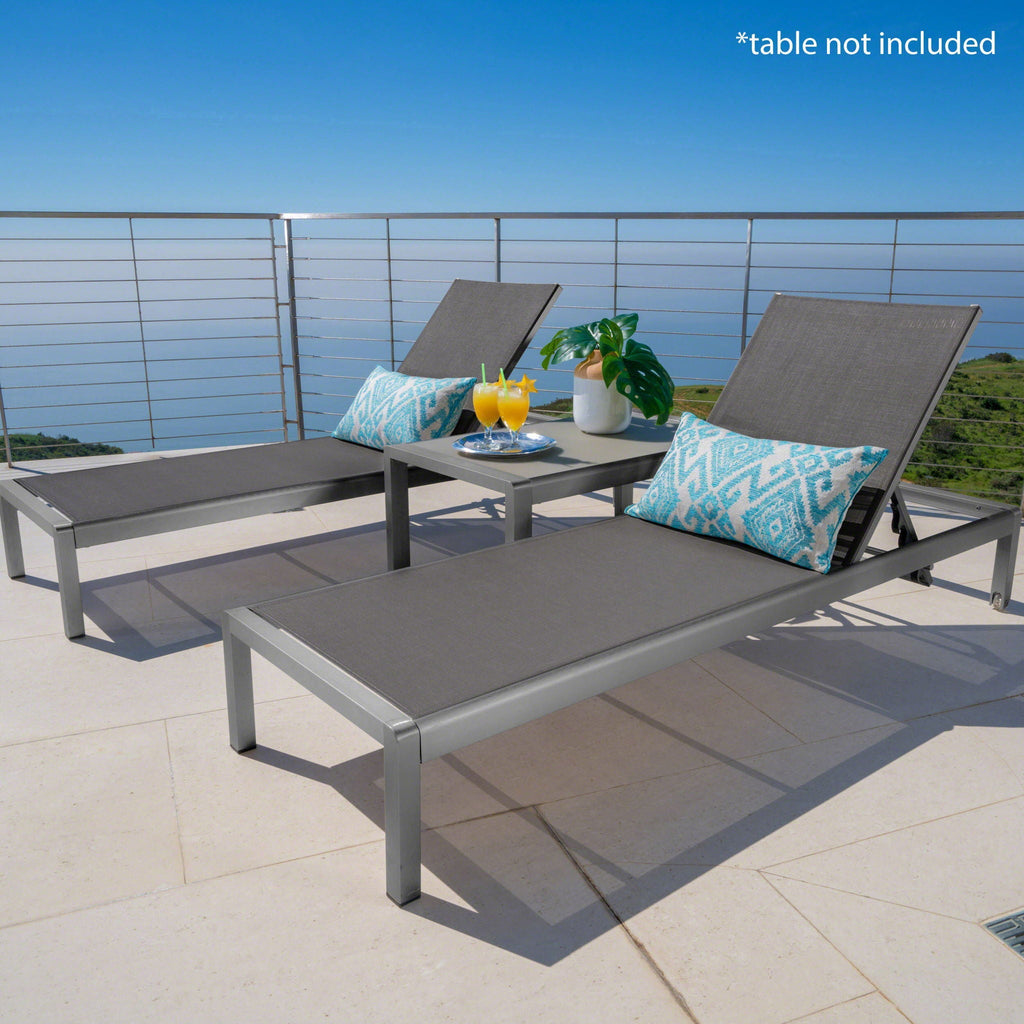 Outdoor Patio Chaise Lounge with 5 Reclining Positions