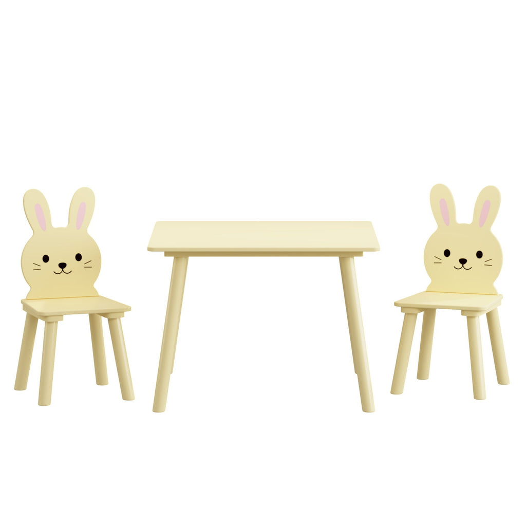 Table and Chair Set with 2 Bunny Chairs, Children's Activity Table for Toddlers