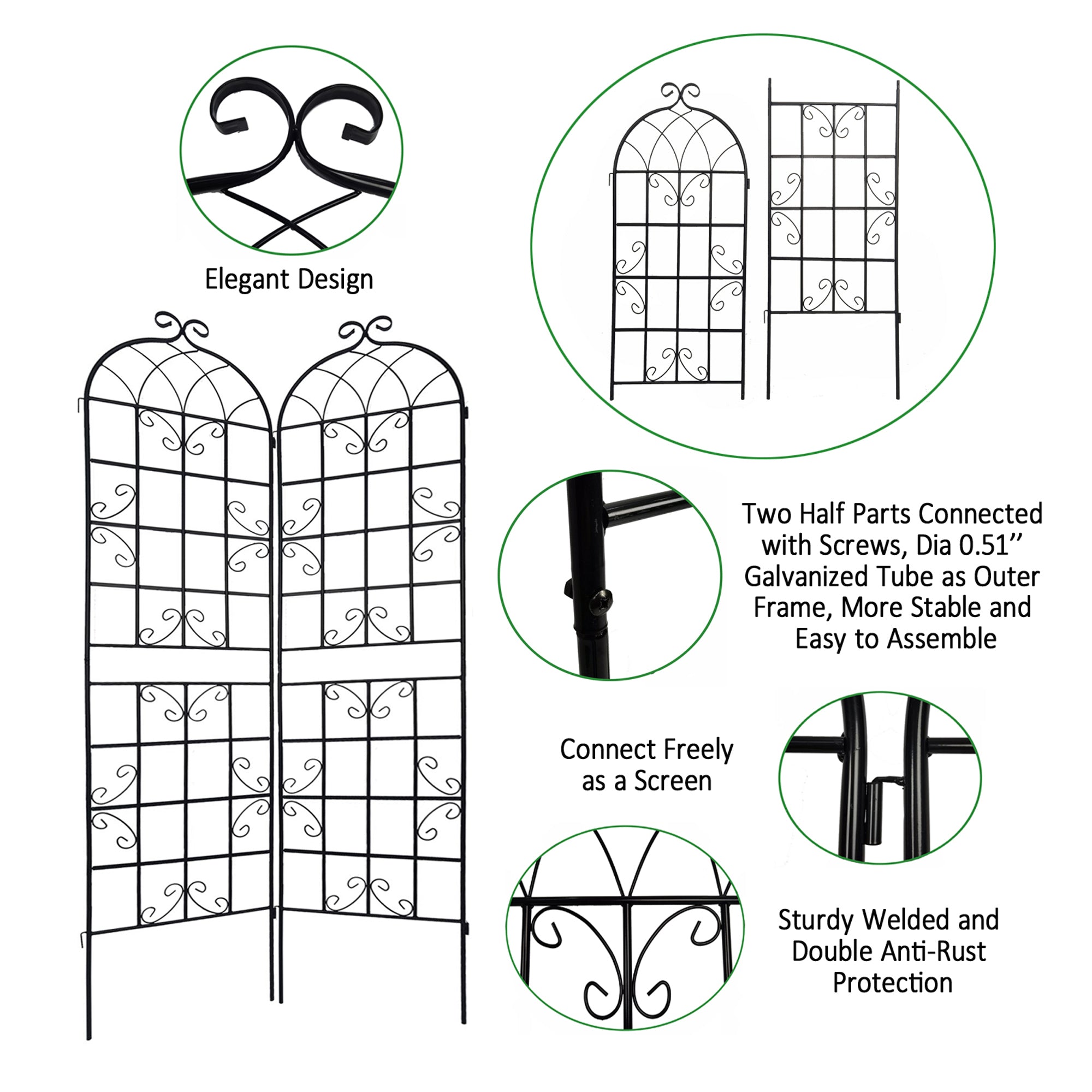 Metal Garden Trellis 4 Pack Rustproof Climbing Plant Supports